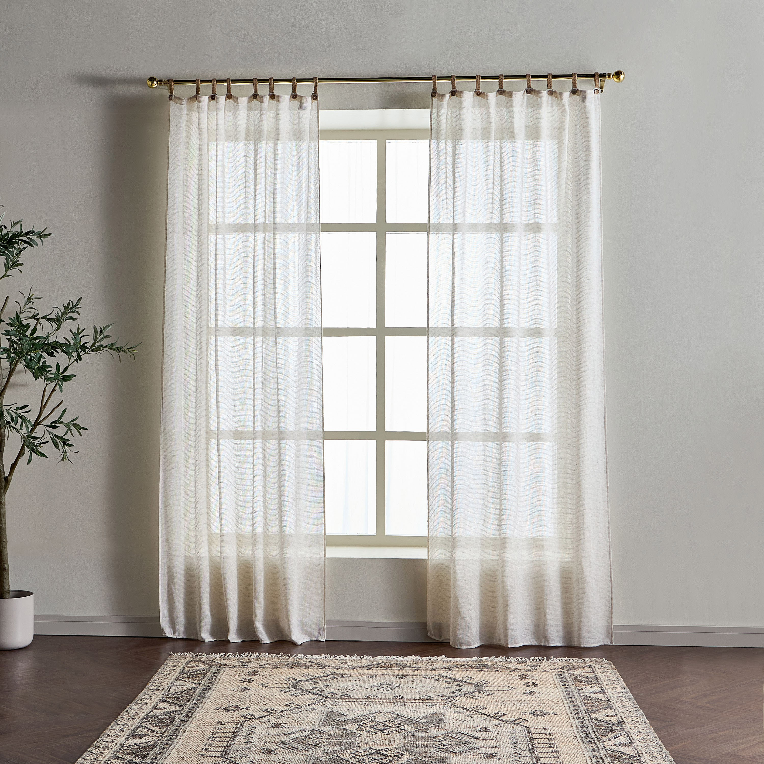 ستارة شفافة قطعتين - عالية - 135x280 سم-household-windows-curtains-image-1