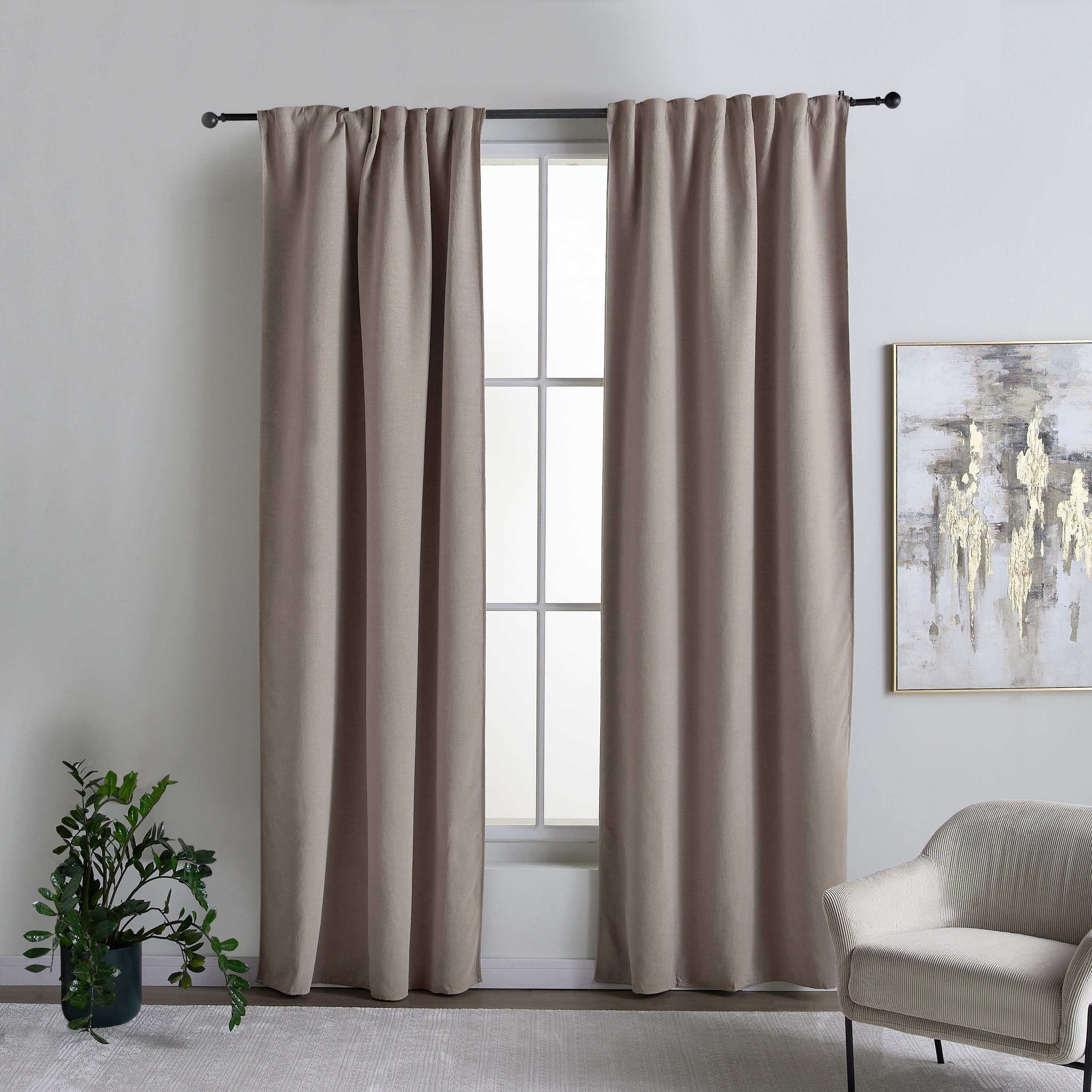 طقم ستائر تعتيم عدد 2 - كايلي - 135x300 سم-household-windows-curtains-image-1