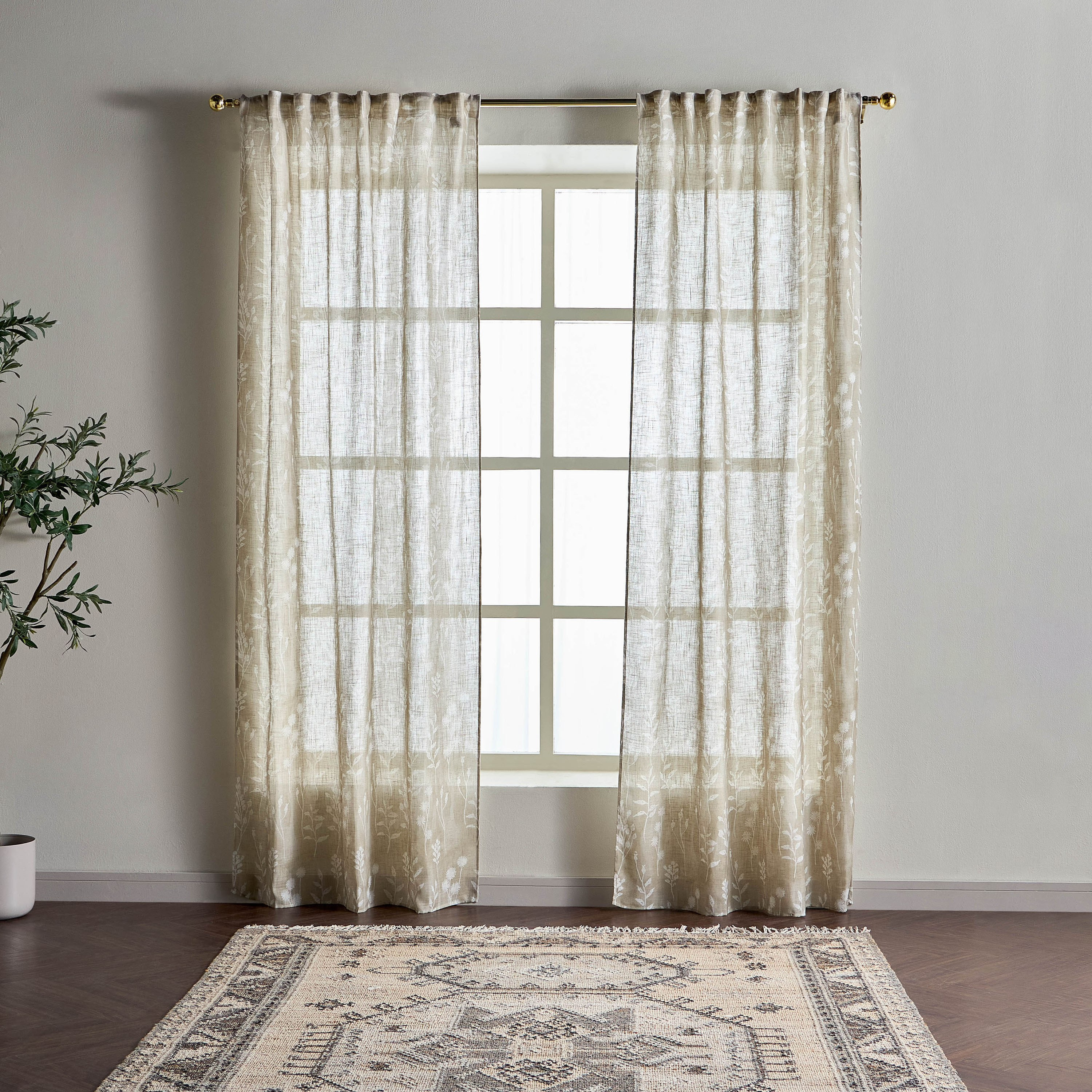 طقم ستائر شفافة قطعتان - كاثرين - 135x280 سم-household-windows-curtains-image-1