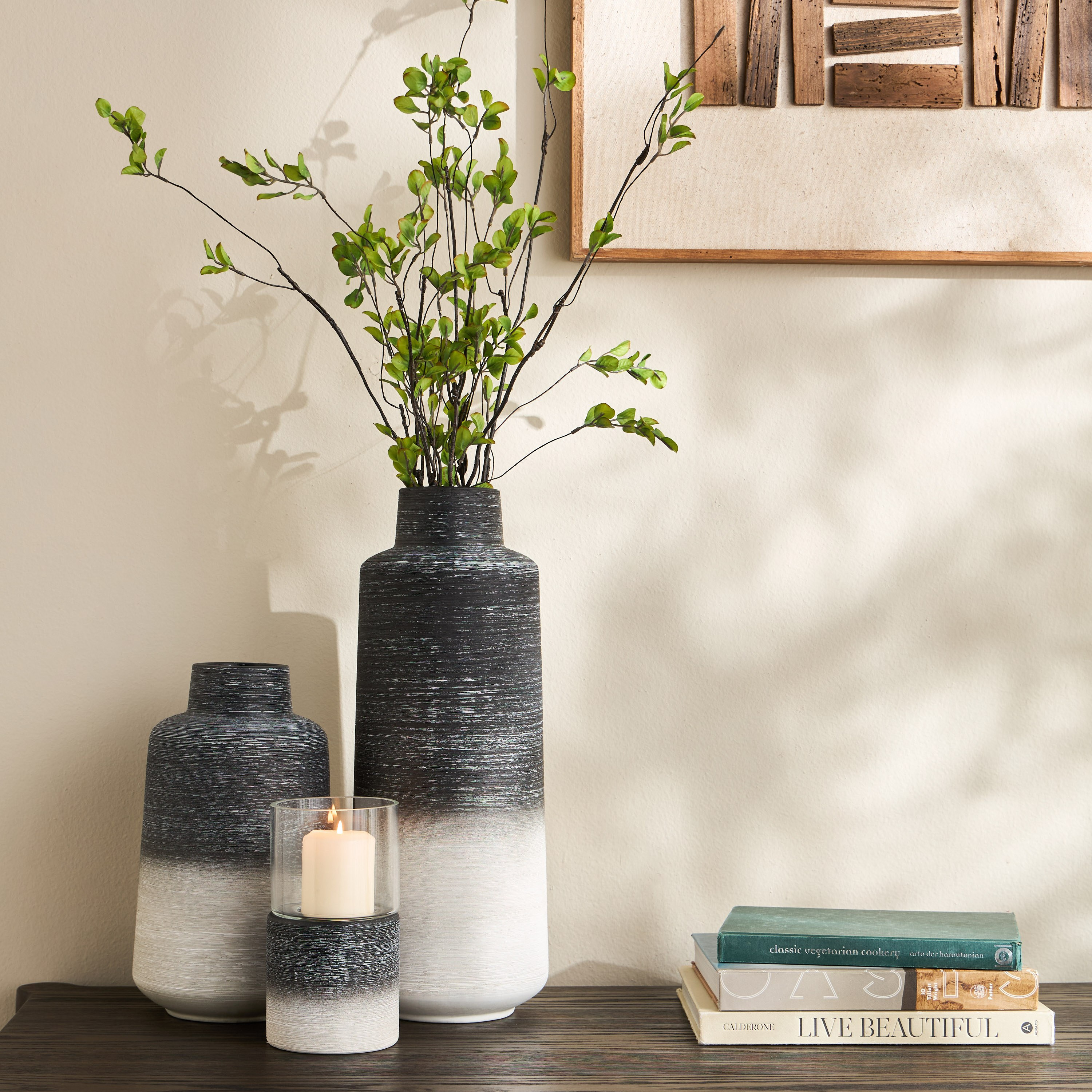 Modern Mono Ash Ceramic Vase - 45 cm-household-decor-vasesandbowls-image-3