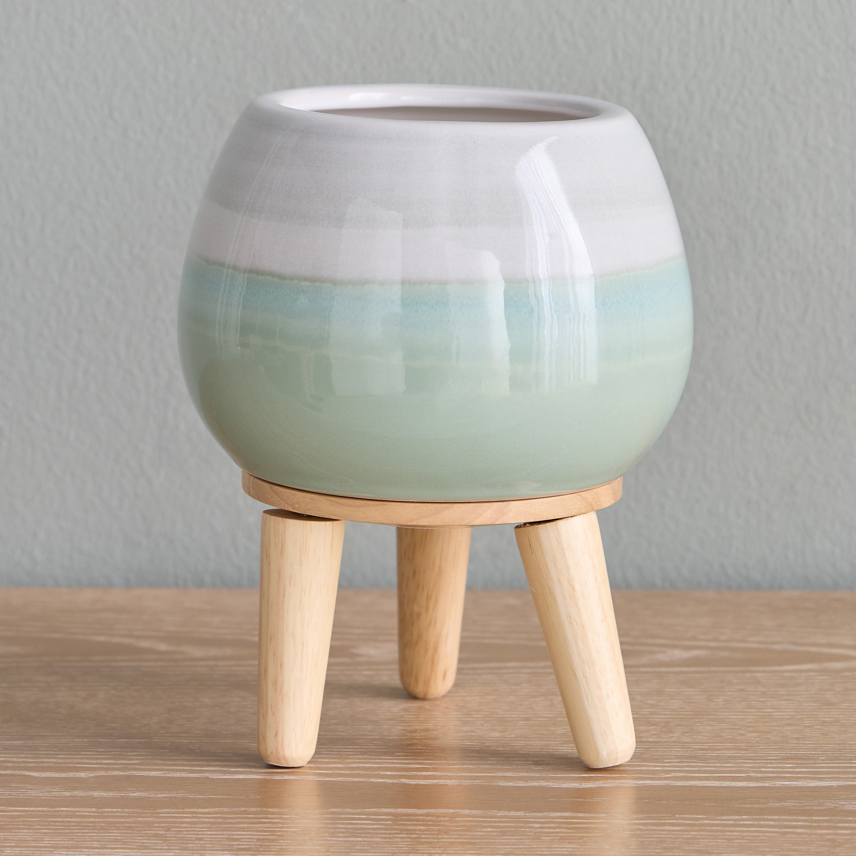 Raha Hudson Ceramic Planter with Stand - 21 cm-household-gardenandoutdoor-potsandplanters-planters-image-2