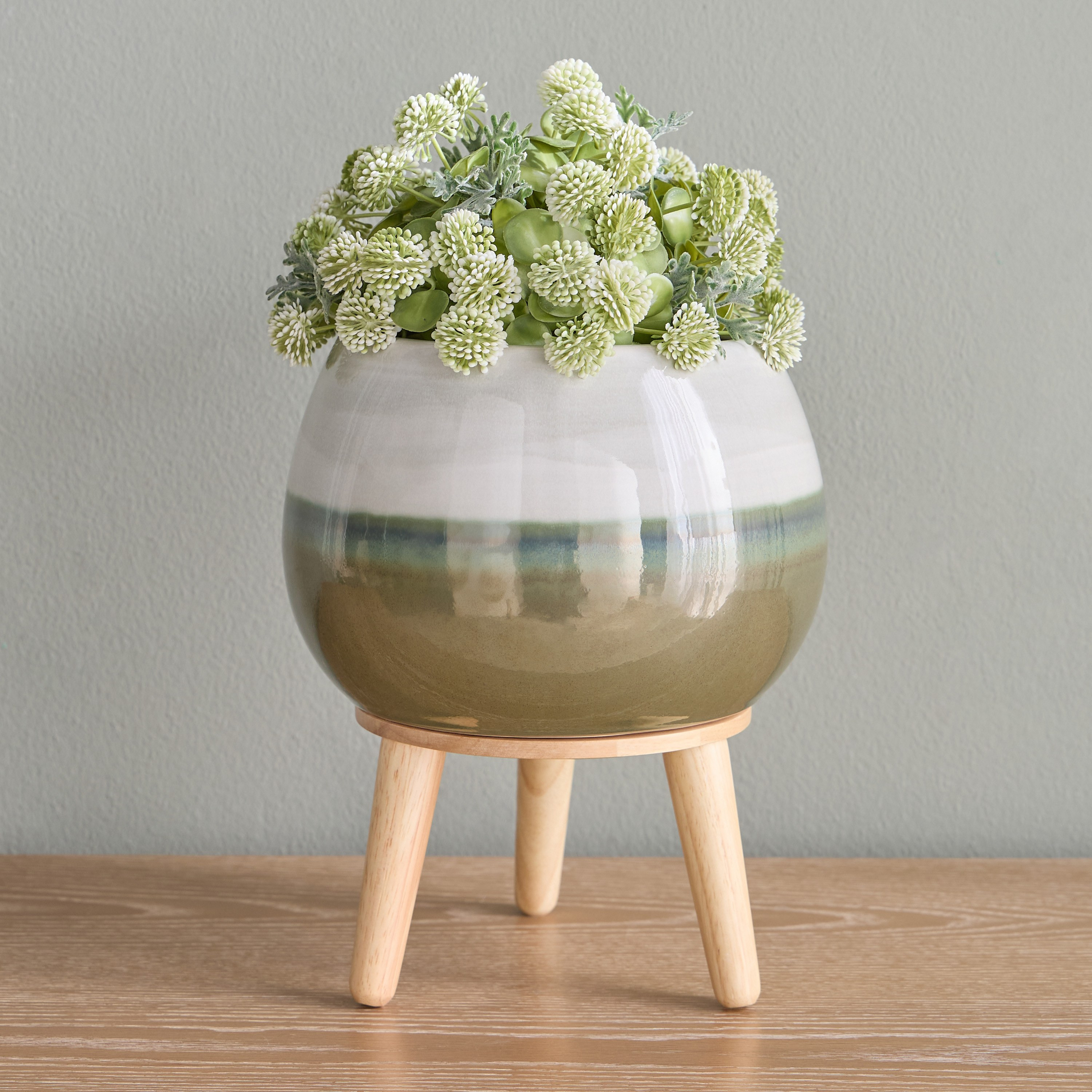Raha Hudson Ceramic Planter with Stand - 28 cm-household-gardenandoutdoor-potsandplanters-planters-image-1