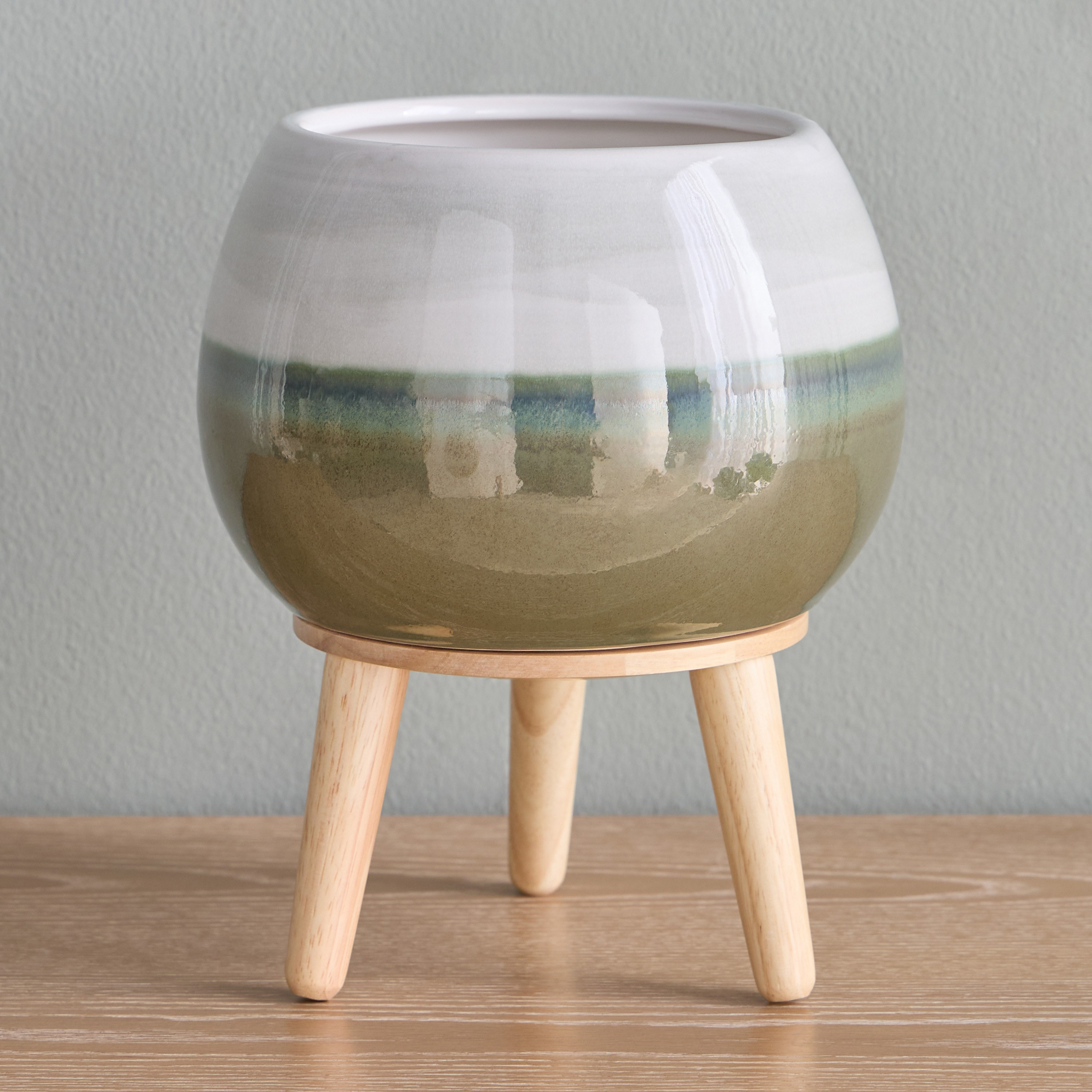 Raha Hudson Ceramic Planter with Stand - 28 cm-household-gardenandoutdoor-potsandplanters-planters-image-2