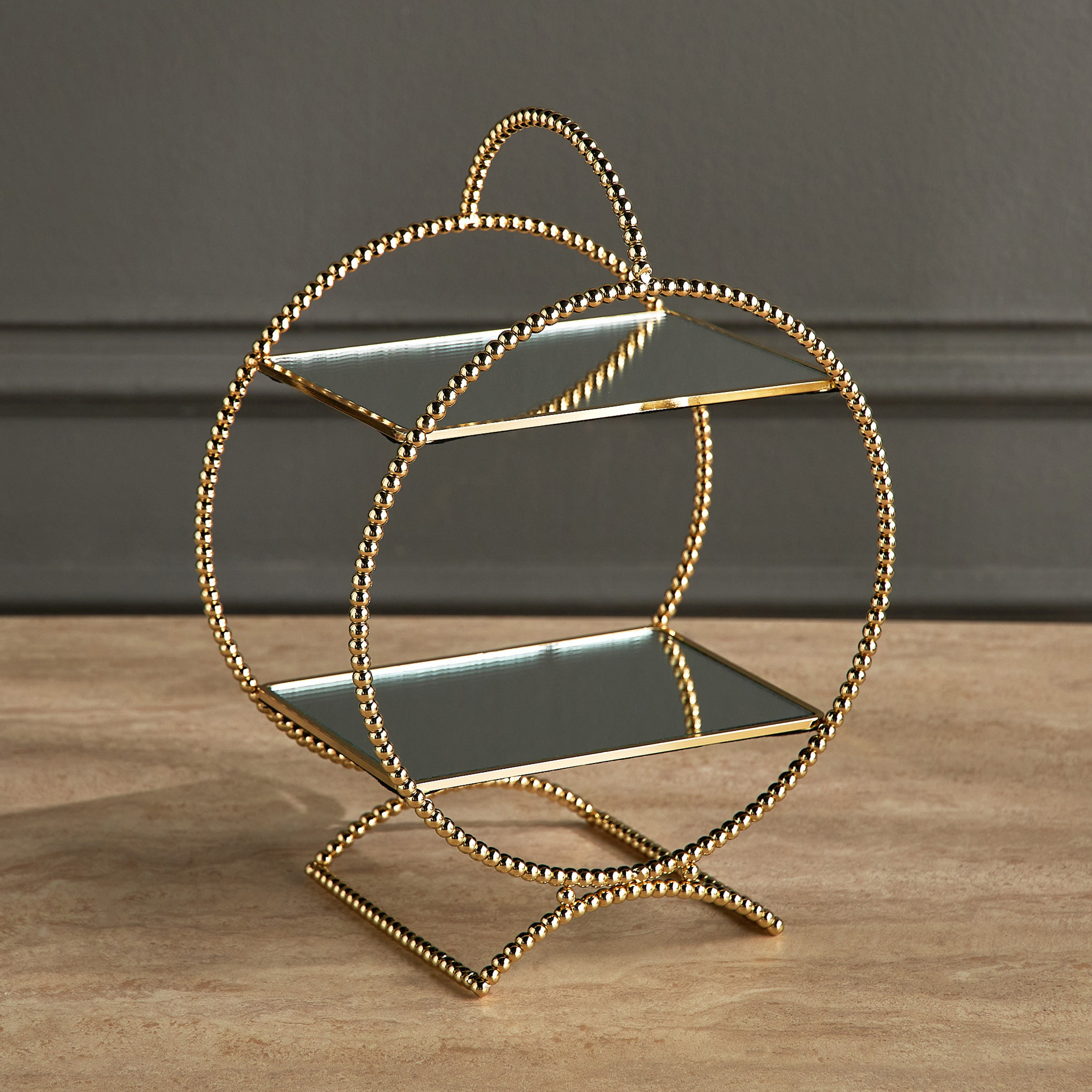 Fatima Beaded 2-Tier Carriage Cake Stand-household-decor-boxesandtrays-image-1