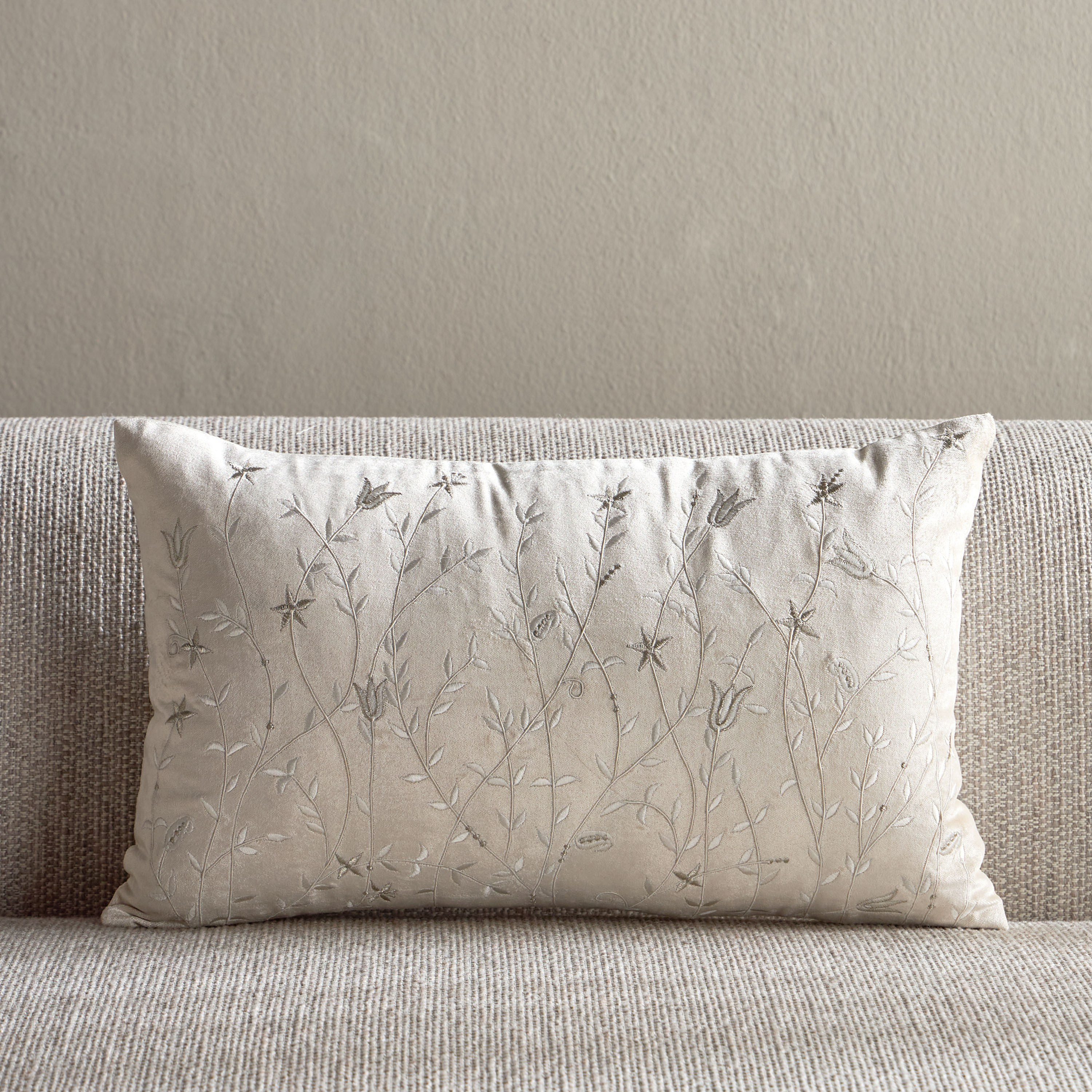Lilly Floral Embroidered Cushion Cover -30x50 cm-household-cushionsandthrows-cushioncovers-image-1