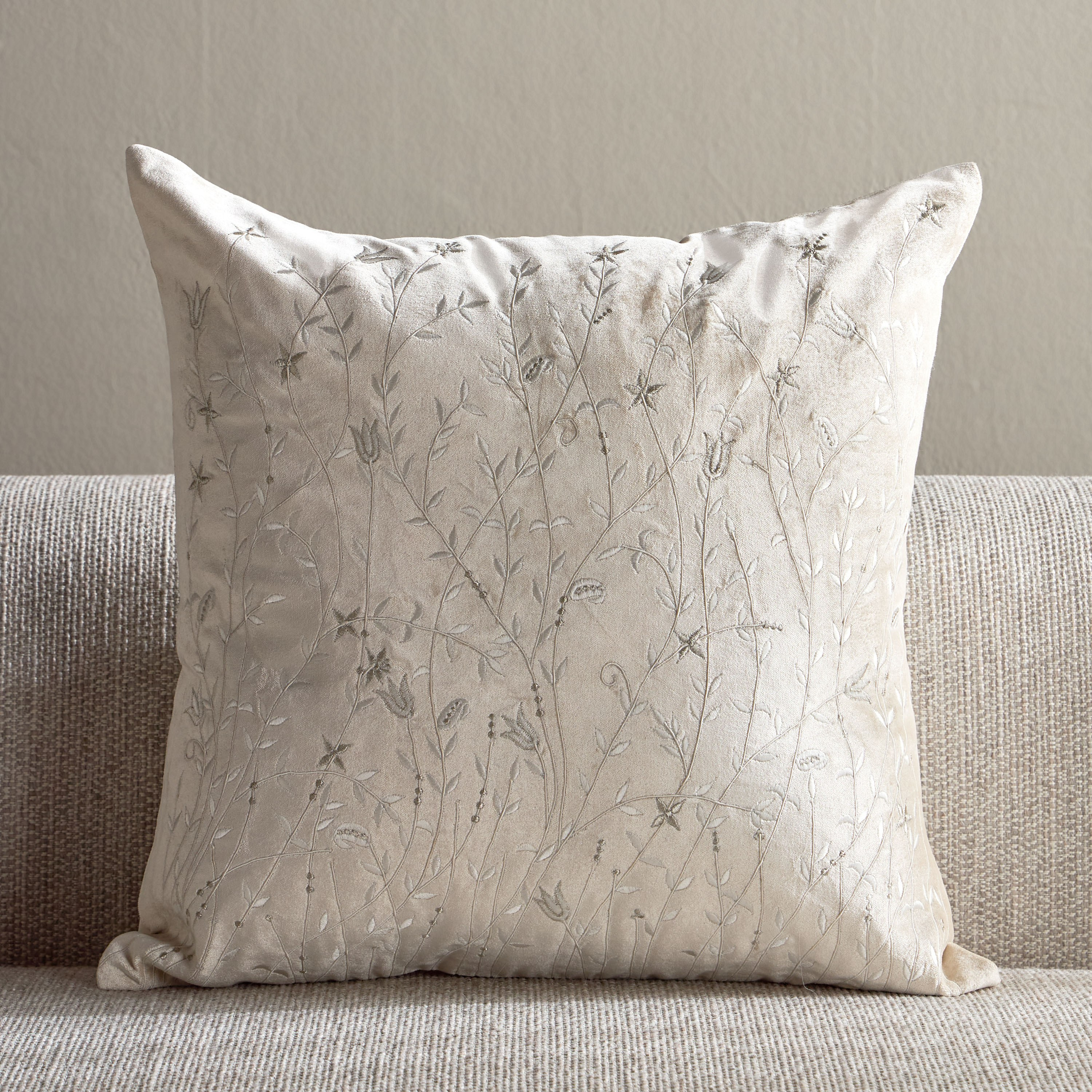 Lilly Floral Embroidered Filled Cushion - 50x50 cm-household-cushionsandthrows-filledcushions-decorativecushions-image-5