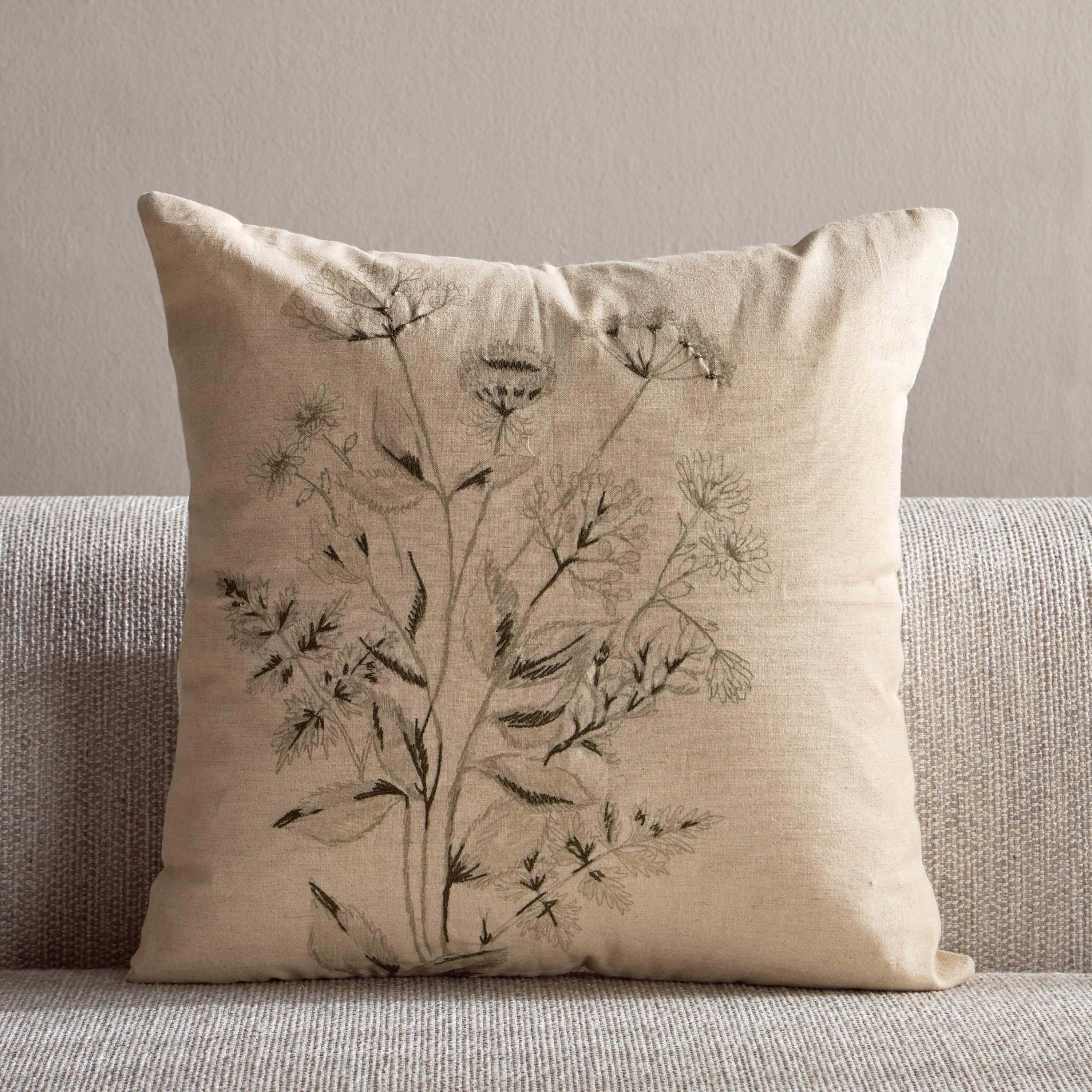 Floral Printed Embroidered Cushion Cover - 50x50 cm-household-cushionsandthrows-cushioncovers-image-1