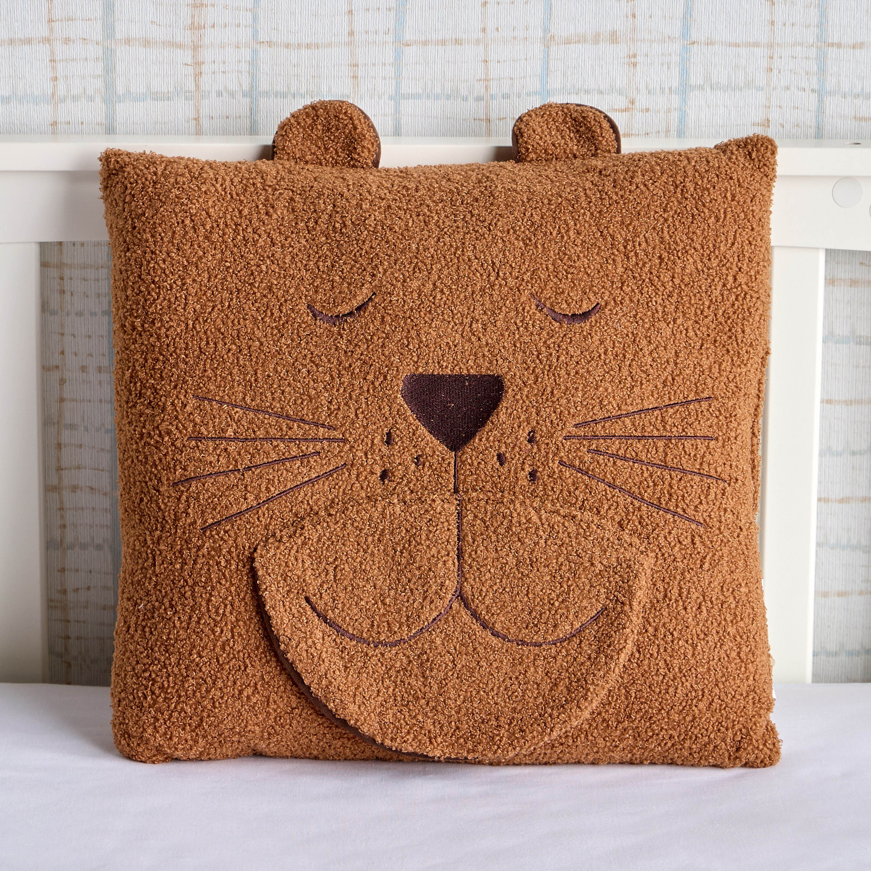 Teddy Applique Filled Cushion - 45x45 cm