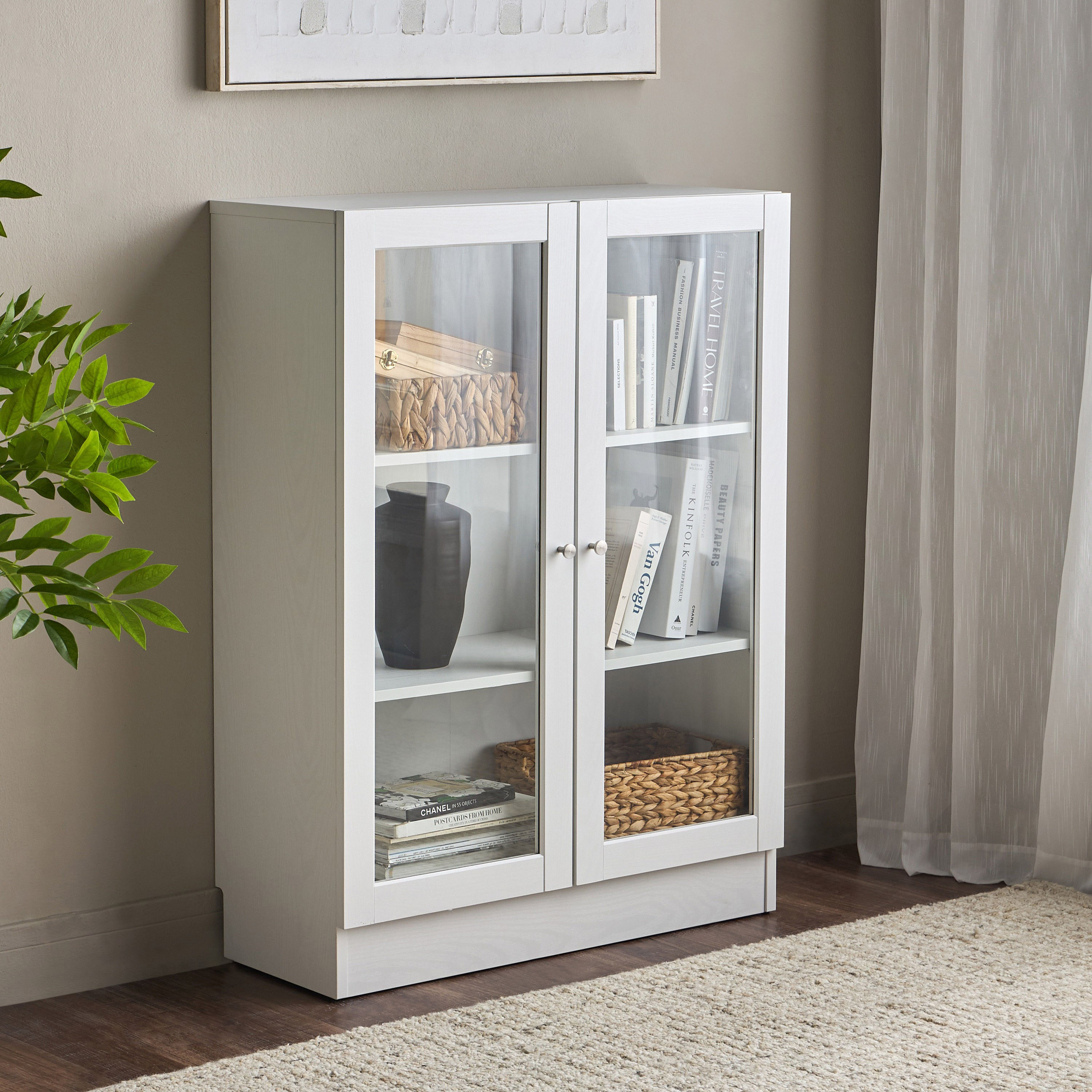 خزانة كتب قصيرة بأبواب زجاج - برايدن - واسعة-furniture-office-bookcasesdividersandstorage-image-1