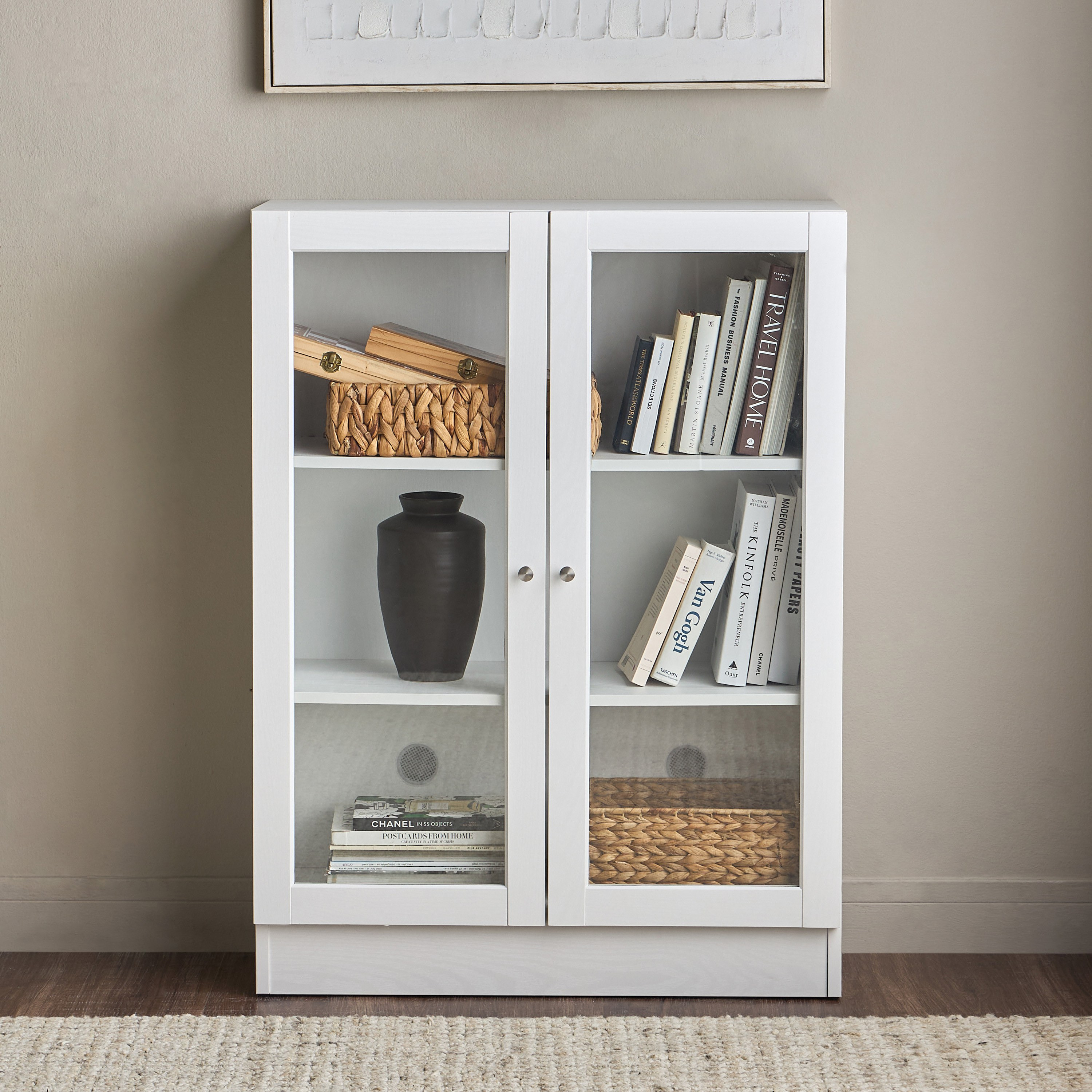 خزانة كتب قصيرة بأبواب زجاج - برايدن - واسعة-furniture-office-bookcasesdividersandstorage-image-2