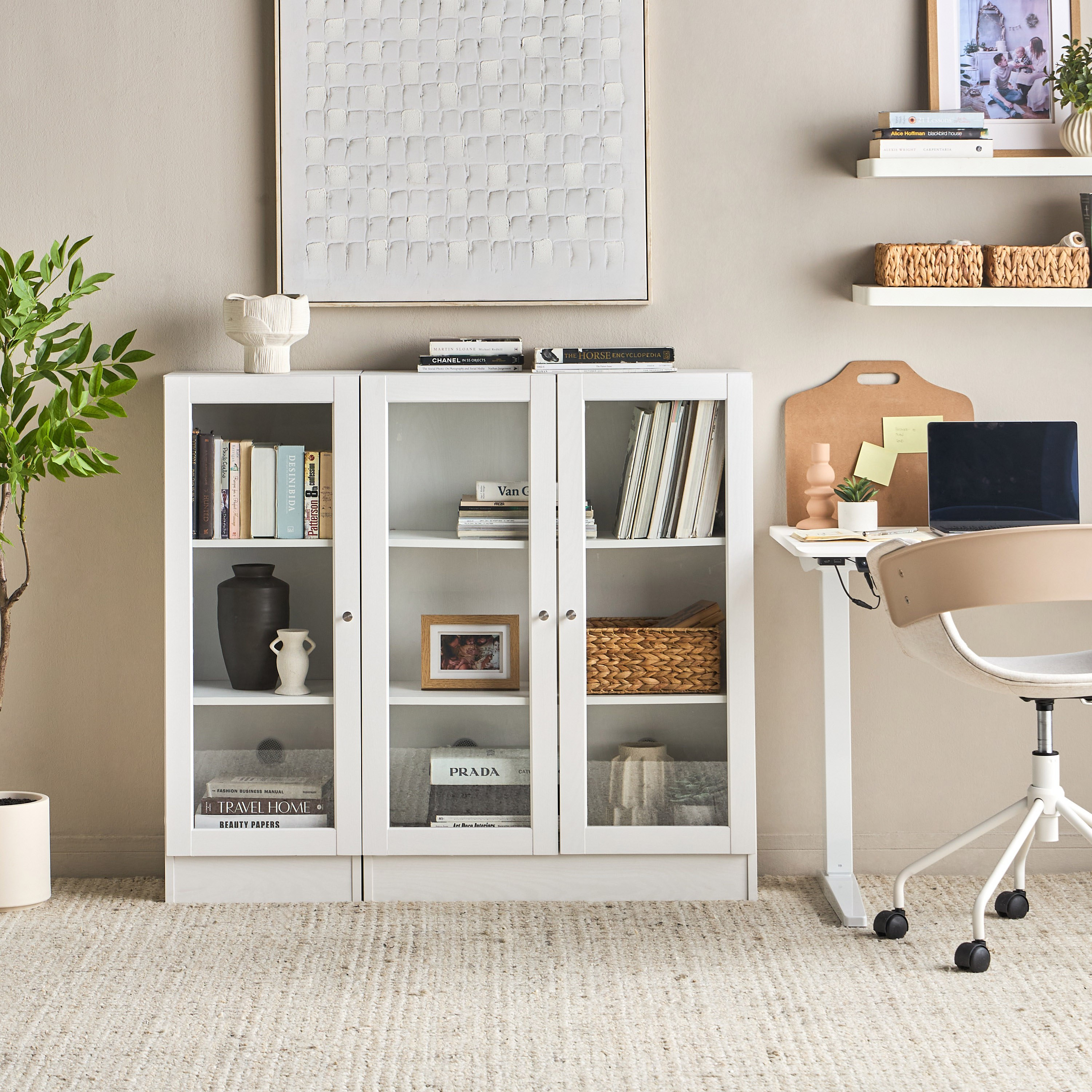خزانة كتب قصيرة بأبواب زجاج - برايدن - واسعة-furniture-office-bookcasesdividersandstorage-image-7