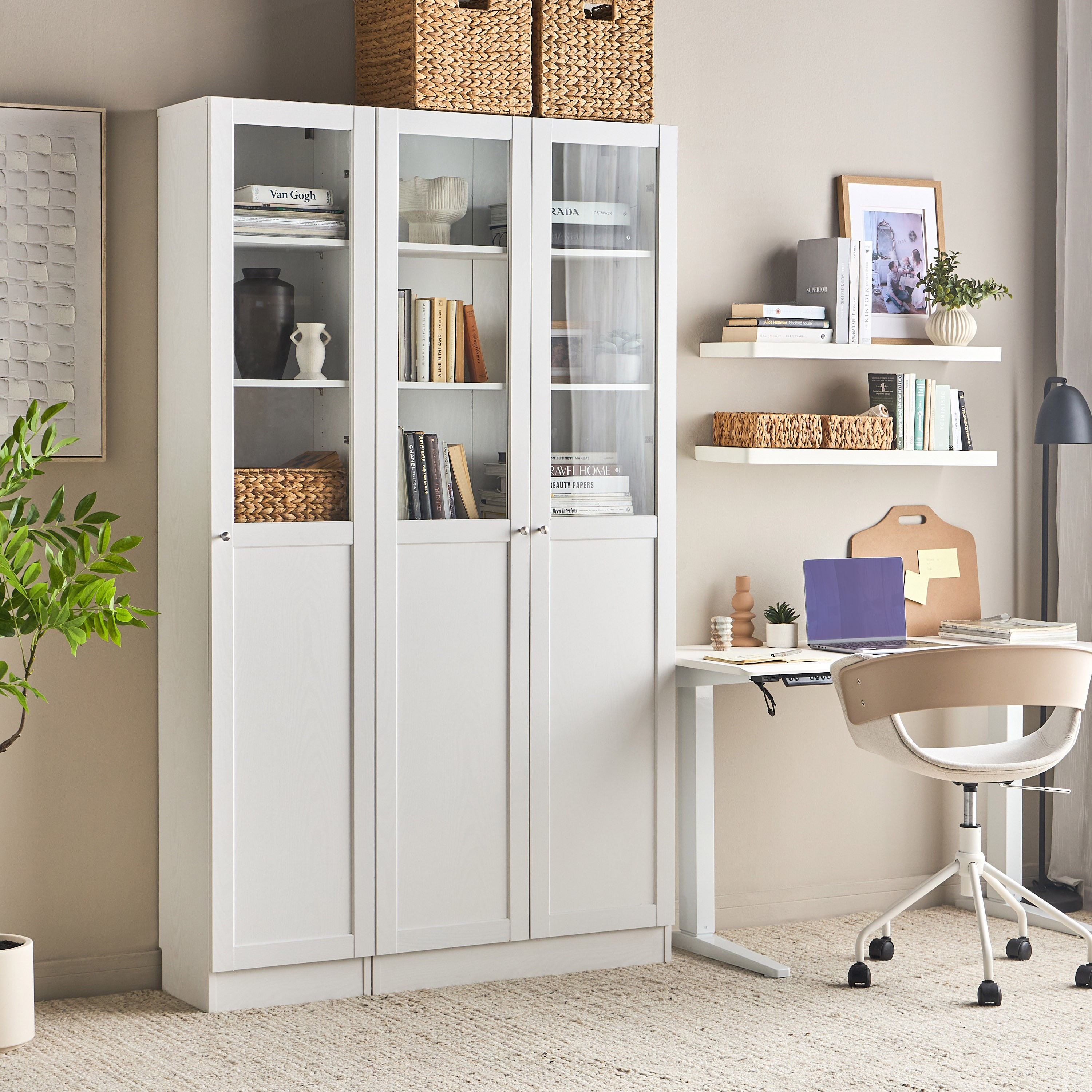 Brayden Tall Bookcase With Half Glass Doors - Compact-furniture-office-bookcasesdividersandstorage-image-7