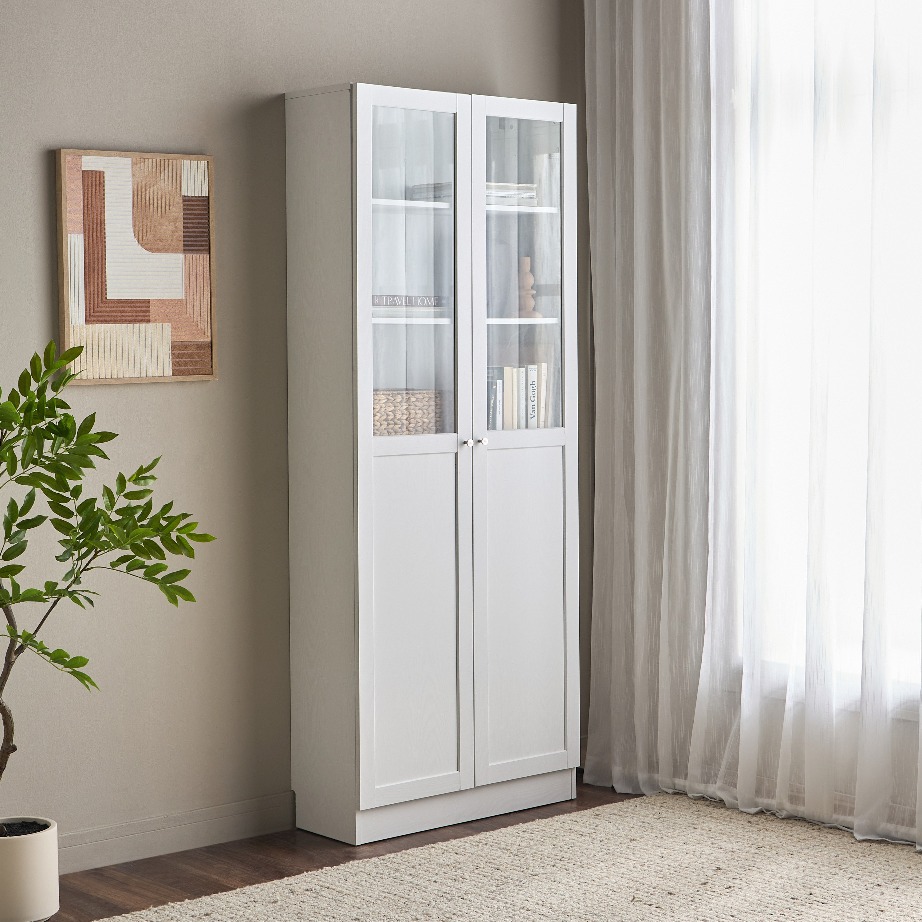 Brayden Tall Bookcase With Half Glass Doors - Wide-furniture-office-bookcasesdividersandstorage-image-1