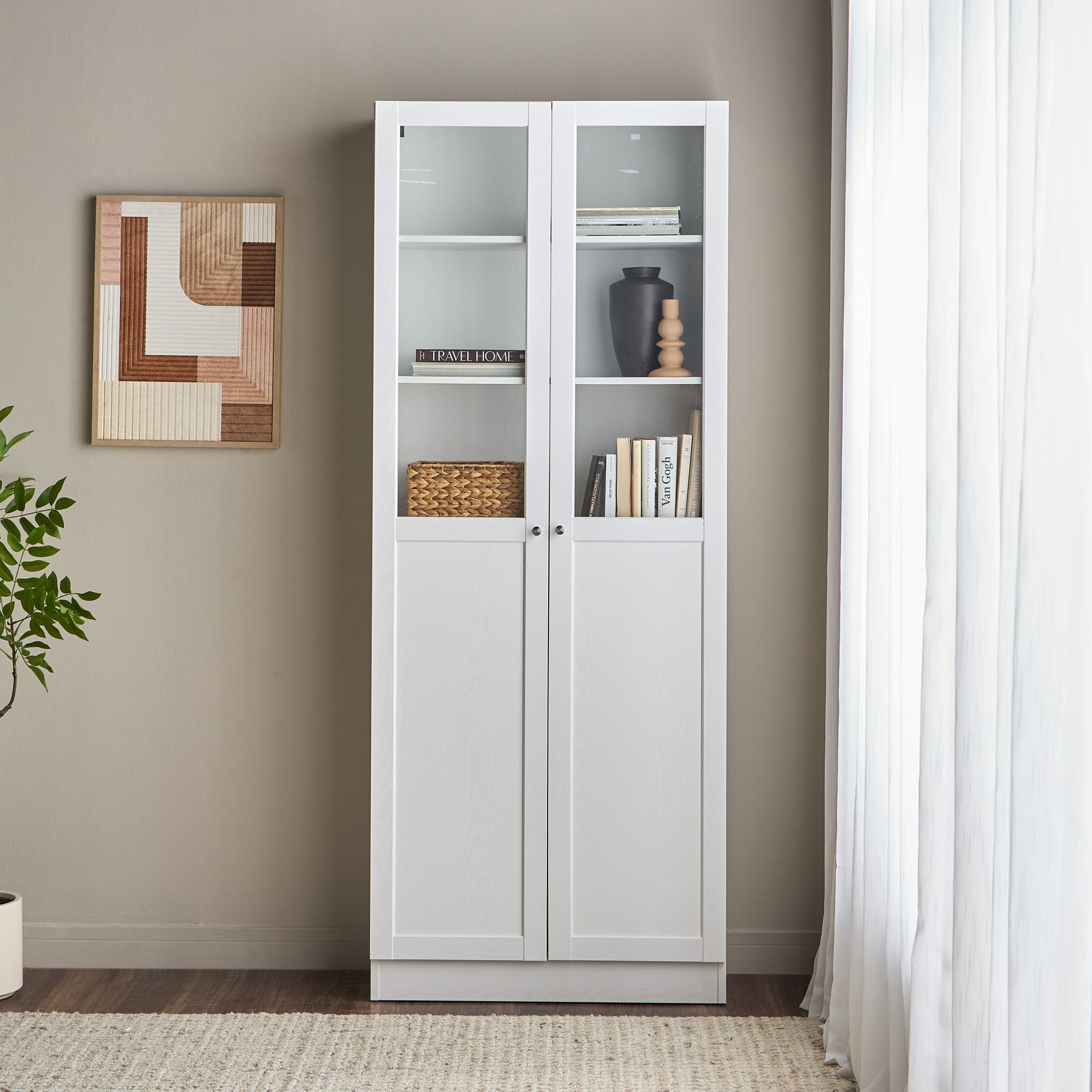 Brayden Tall Bookcase With Half Glass Doors - Wide-furniture-office-bookcasesdividersandstorage-image-2