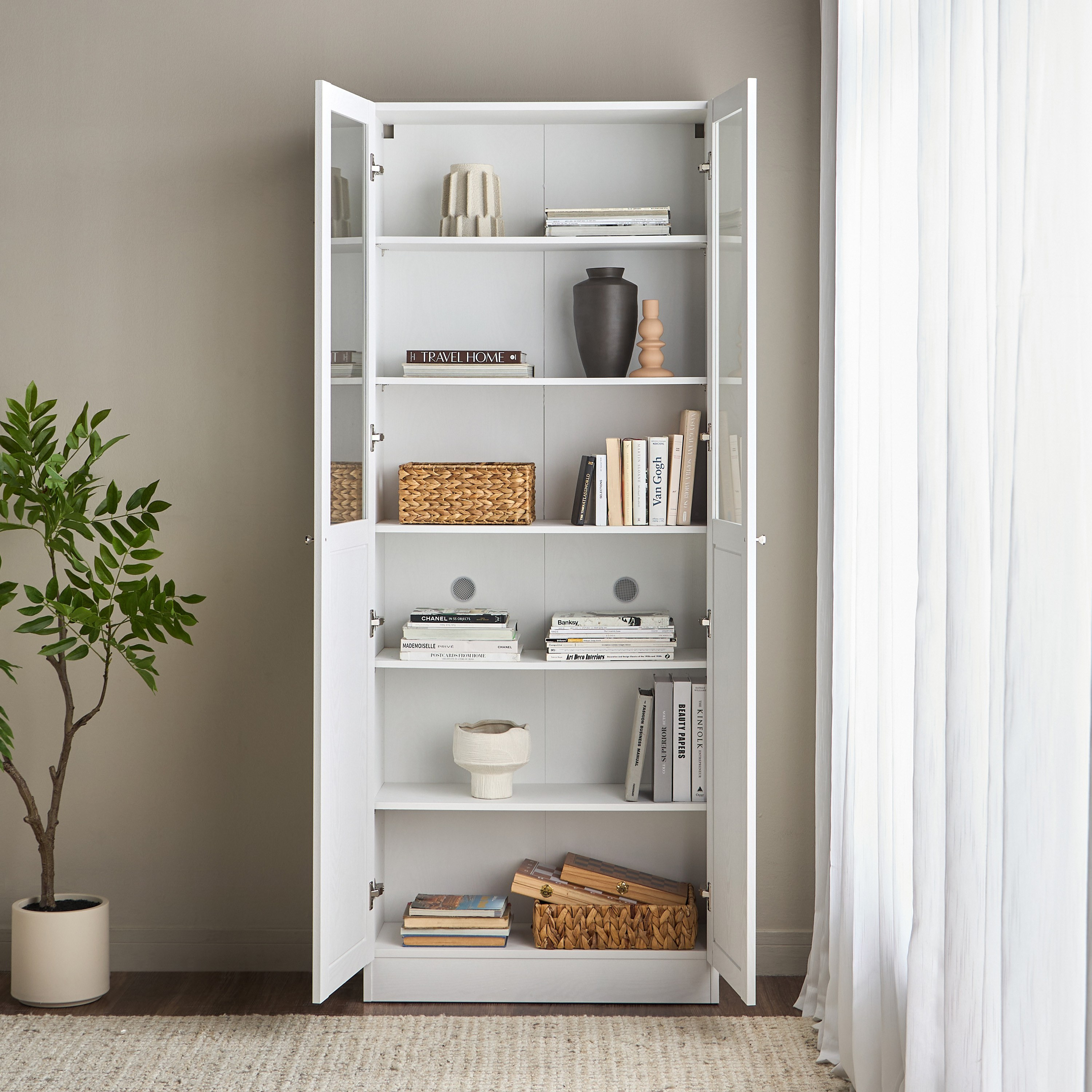 Brayden Tall Bookcase With Half Glass Doors - Wide-furniture-office-bookcasesdividersandstorage-image-3
