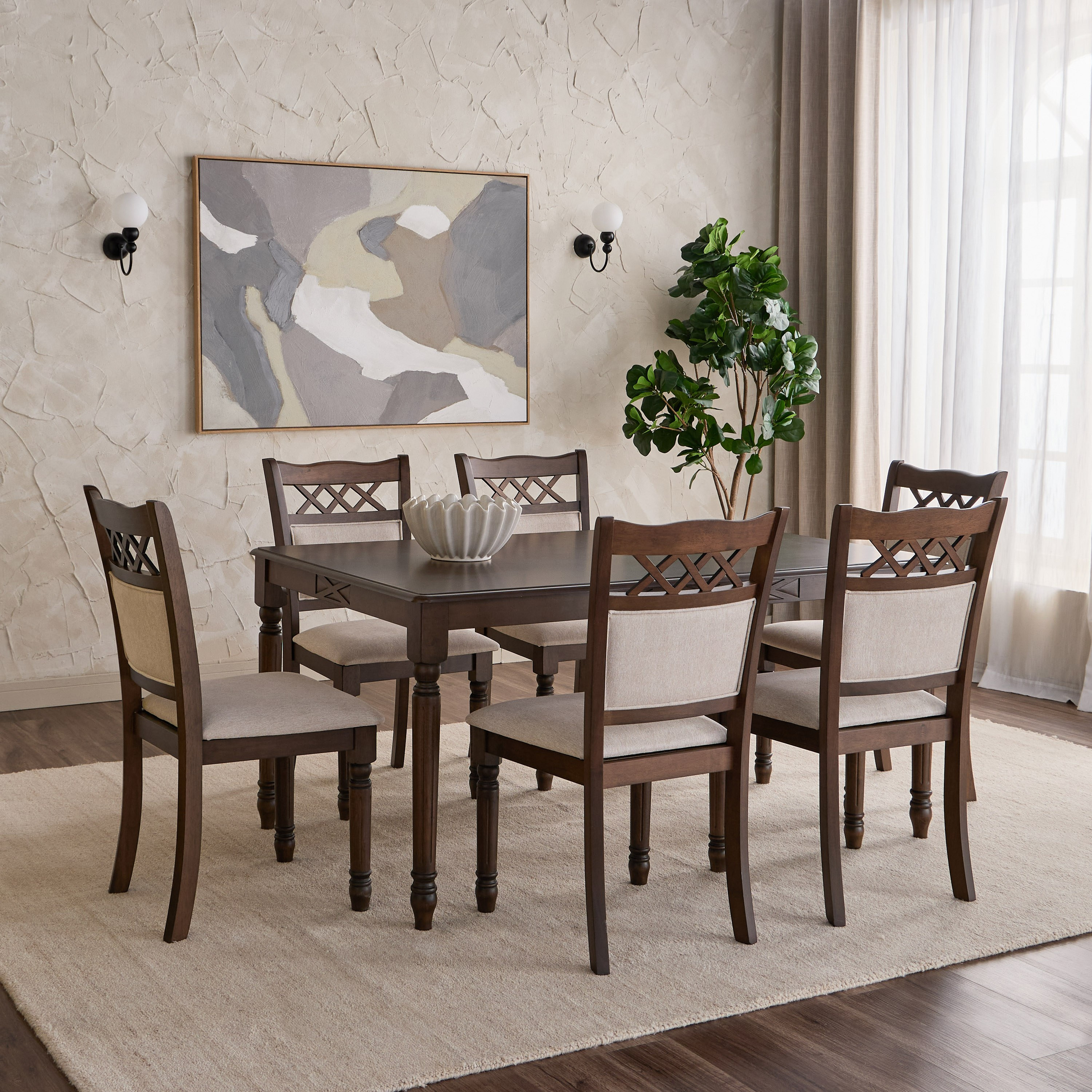 طقم طاولة سفرة 6 مقاعد - أميليكا-furniture-diningroom-diningsets-image-1