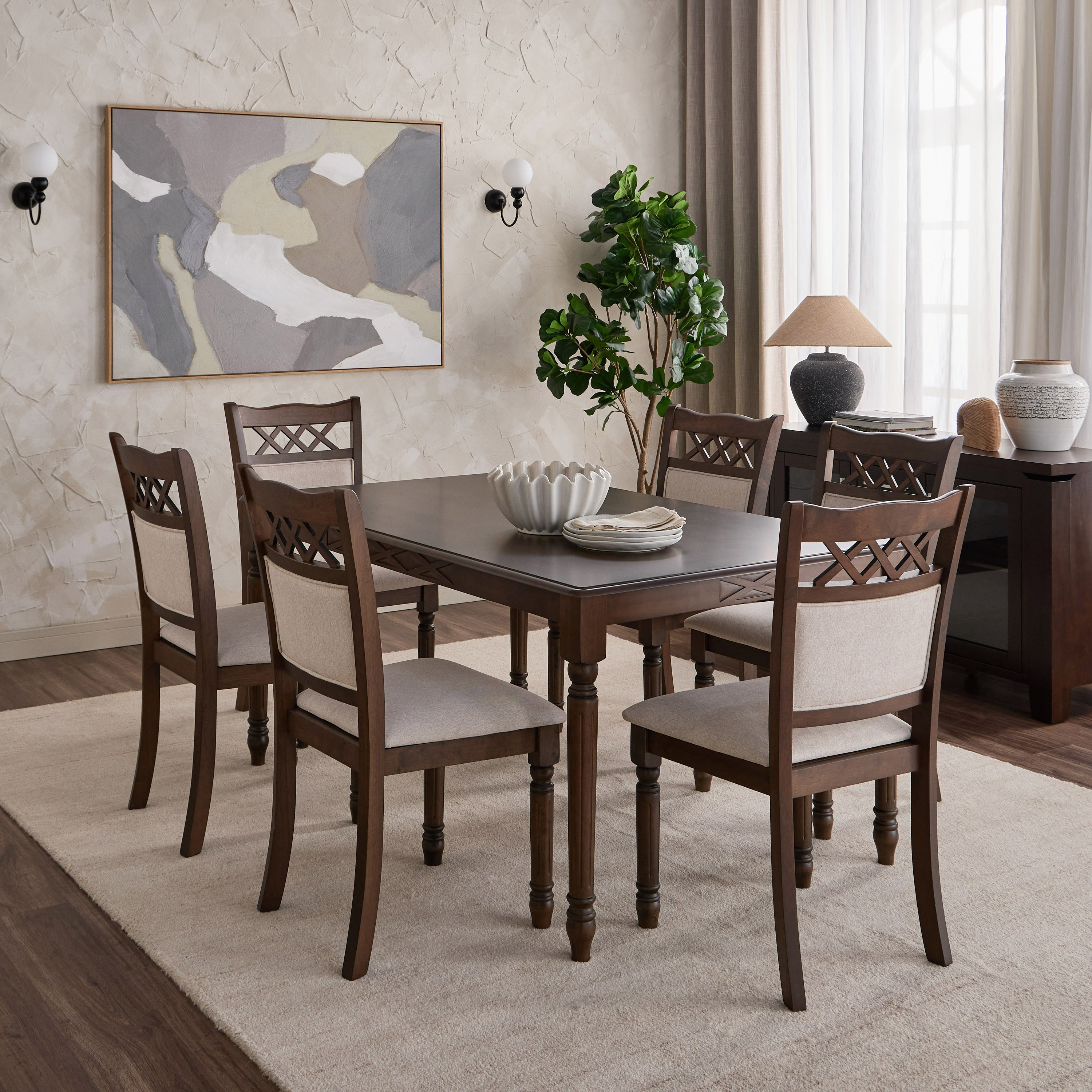طقم طاولة سفرة 6 مقاعد - أميليكا-furniture-diningroom-diningsets-image-7