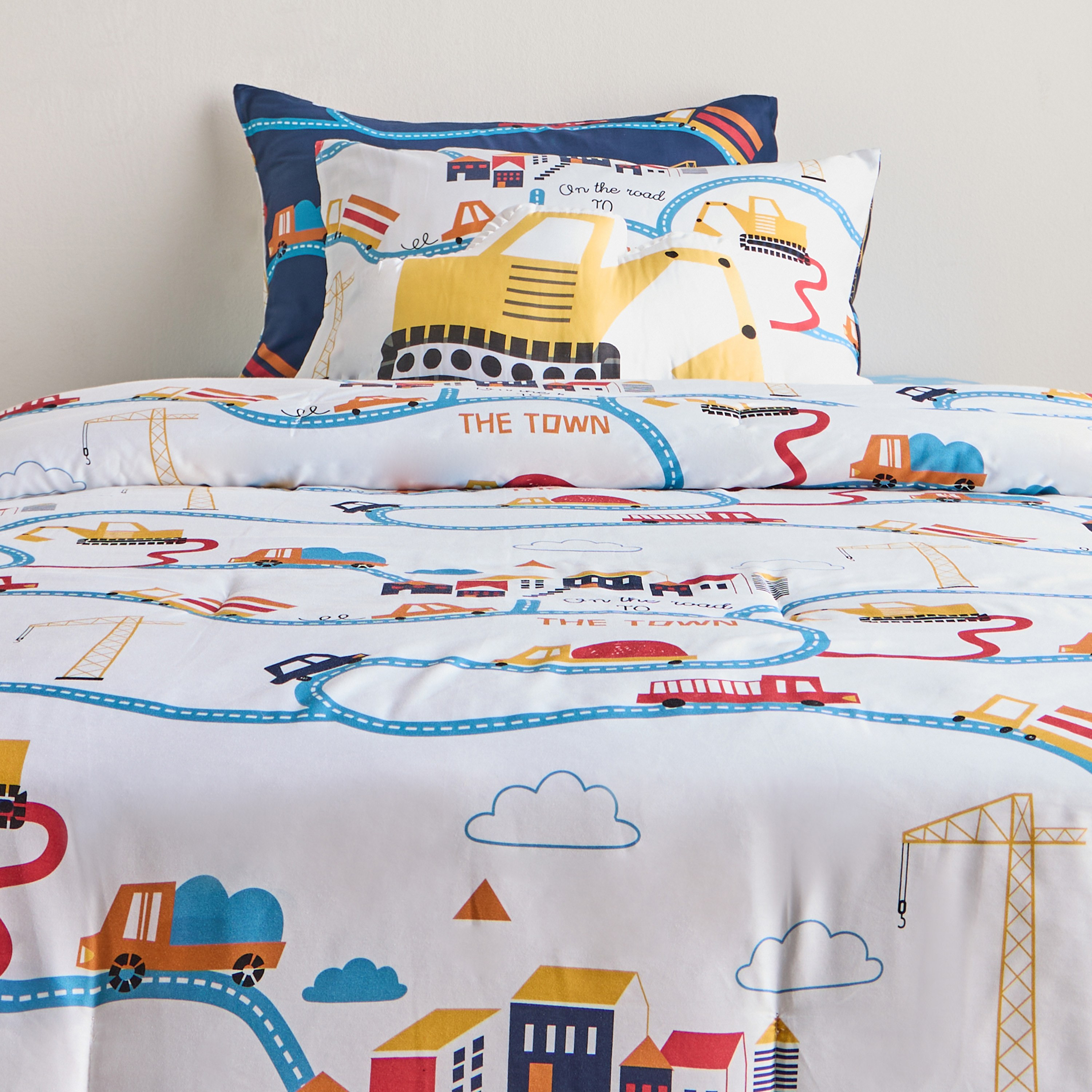 Lambert City Constrution Print Reversible 5-Piece Full Comforter and Sheet Set - 160x220 cm-babyandkids-beddingandwindows-bedding-comforters-image-2