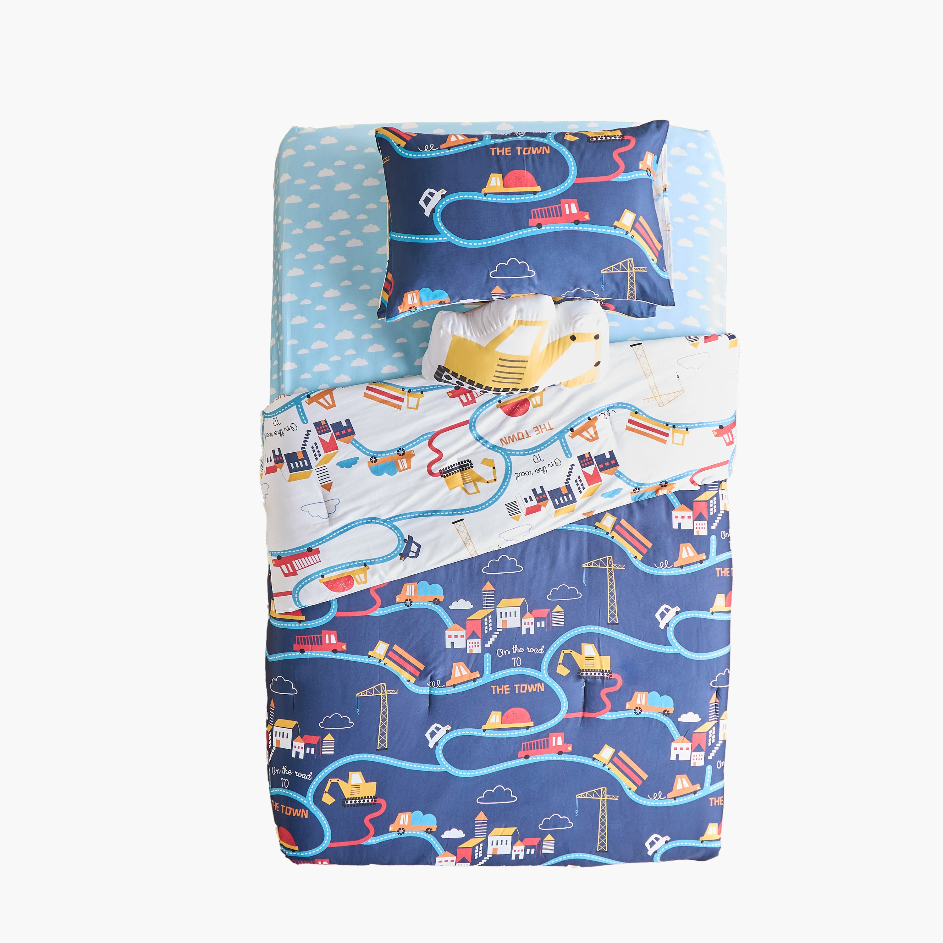 Lambert City Constrution Print Reversible 5-Piece Full Comforter and Sheet Set - 160x220 cm-babyandkids-beddingandwindows-bedding-comforters-image-6