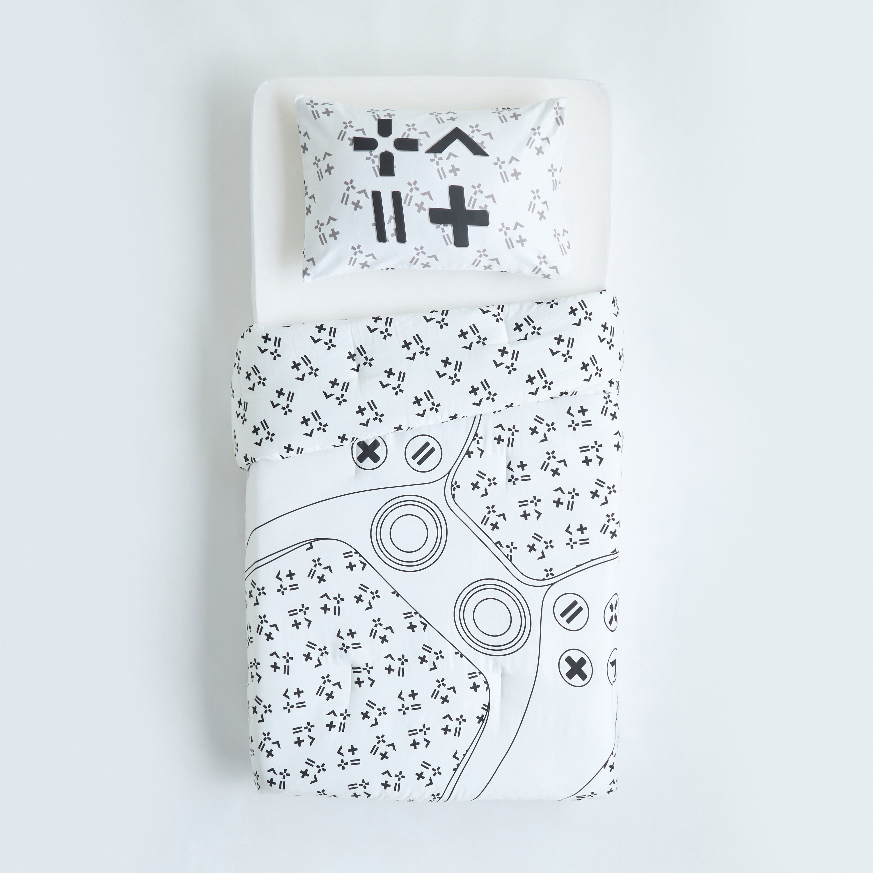 طقم لحاف مقاس كامل على الوجهين قطن بعدد خيوط 200 وطبعات من قطعتين - شون - 160x220 سم-babyandkids-beddingandwindows-bedding-comforters-image-5
