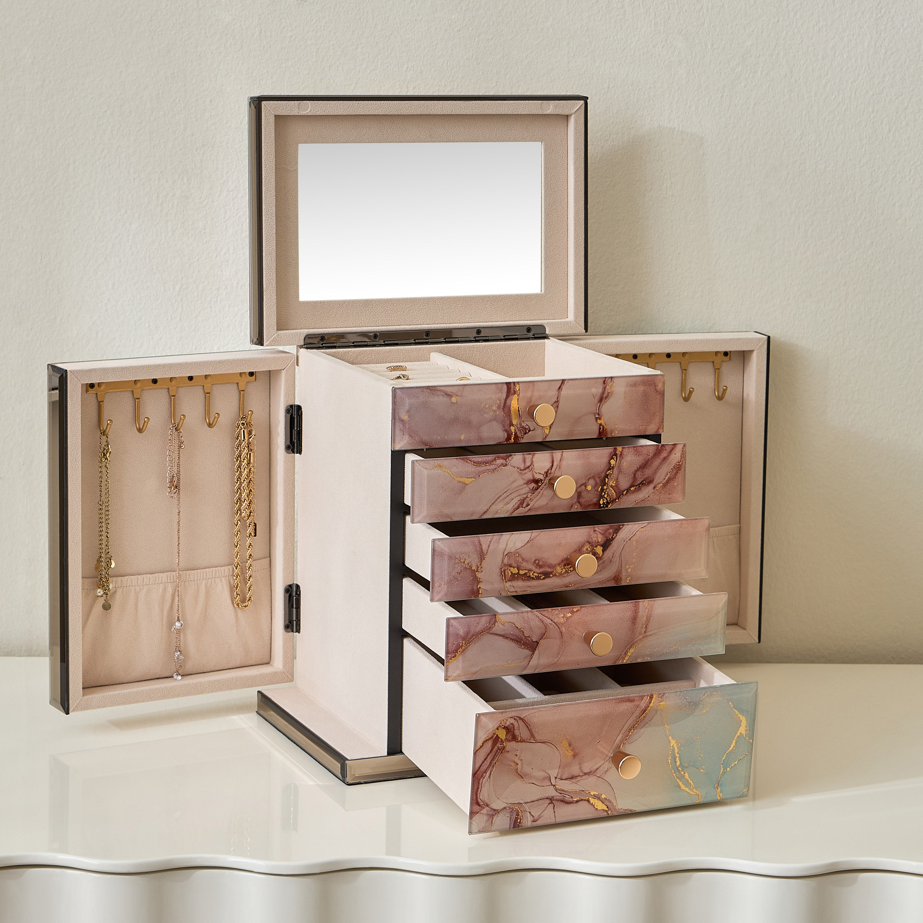 منظم مجوهرات 5 أقسام - إلارا-household-storage-jewelleryorganizing-jewelleryboxesandstands-image-2
