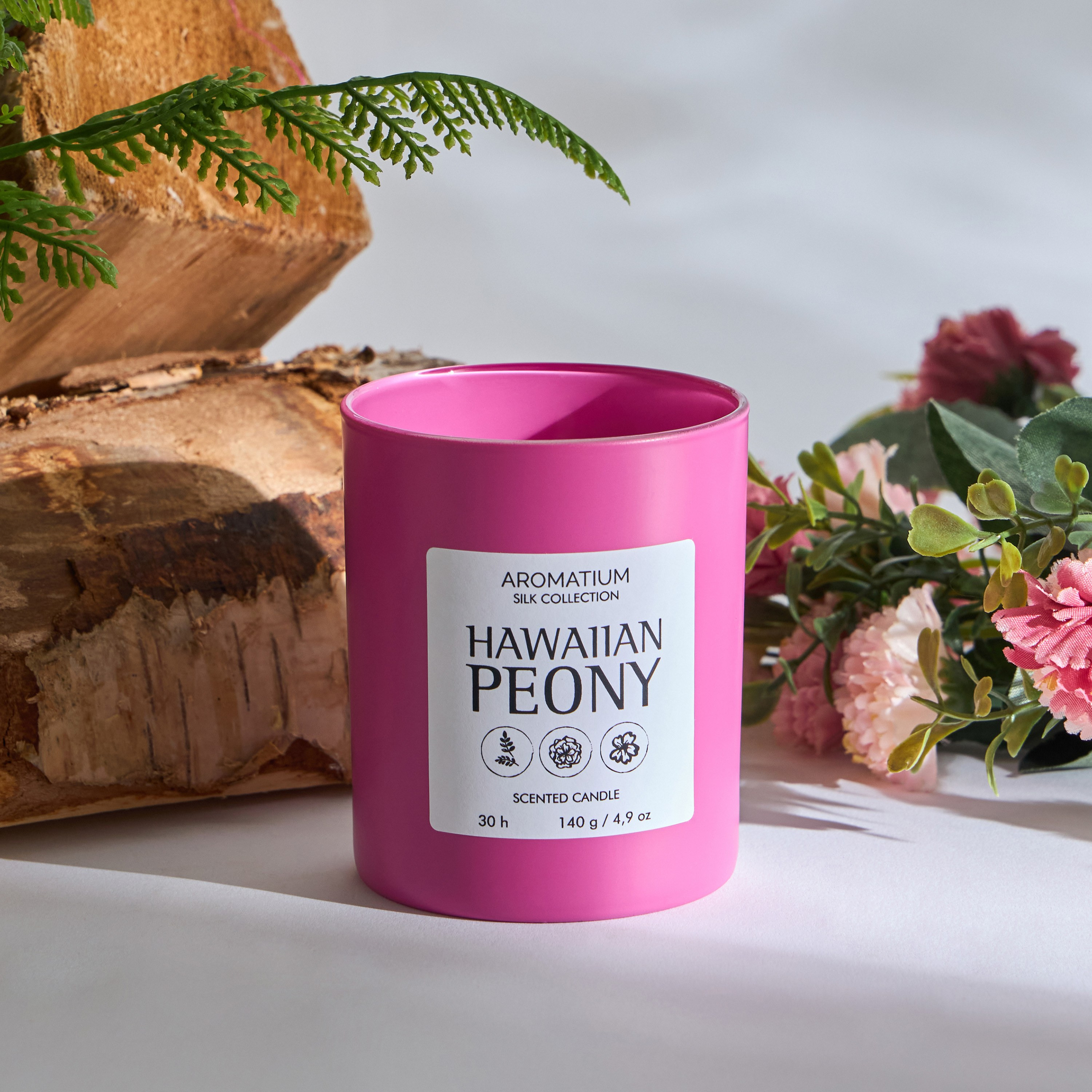 Aromatium Silk Collection Hawaiian Peony Scented Candle - 30 h-household-homefragrance-candles-image-1