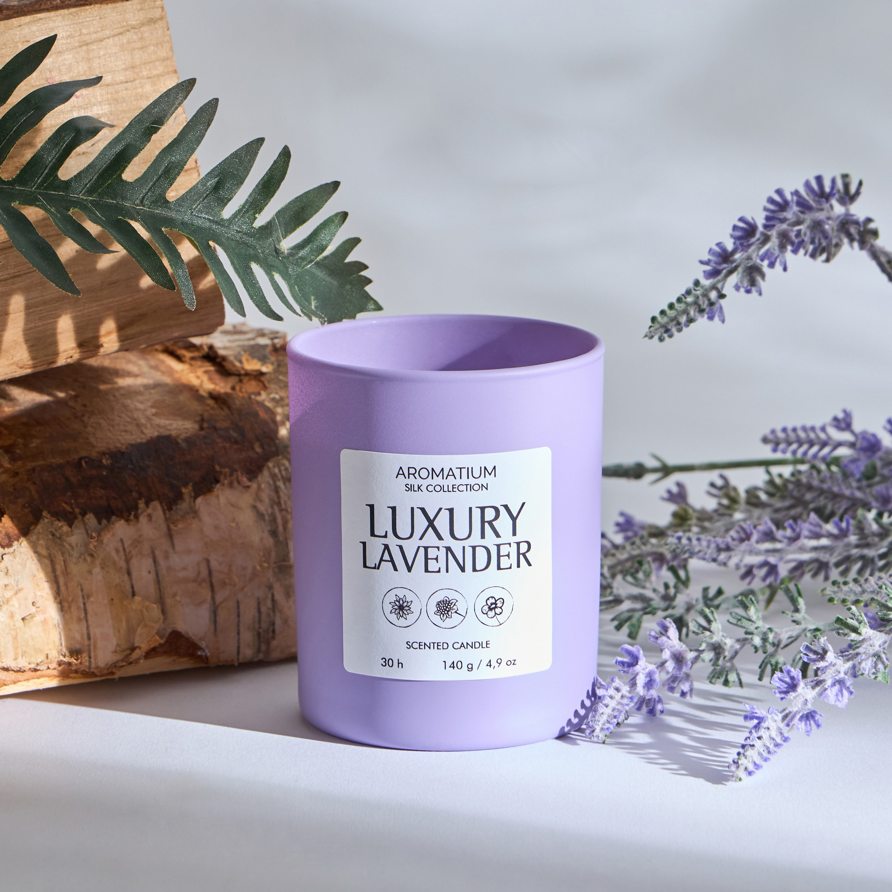 Aromatium Silk Collection Luxury Lavender Scented Candle - 30 h-household-homefragrance-candles-image-1