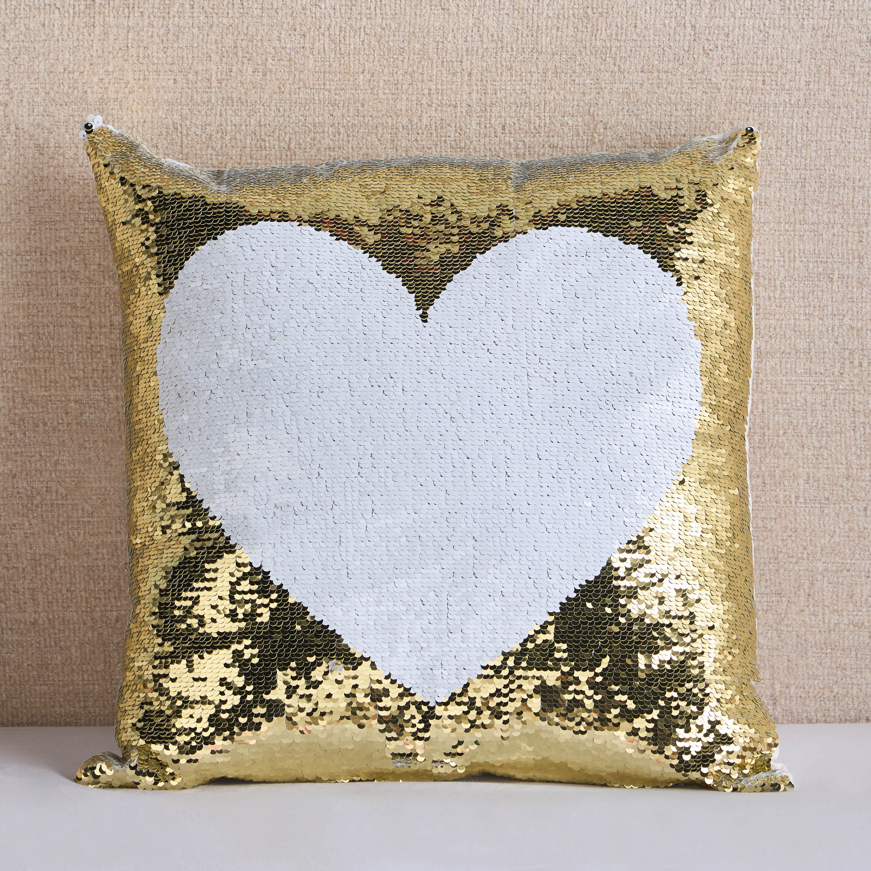 Heart Sequin Cushion - 40x40x5 cm
