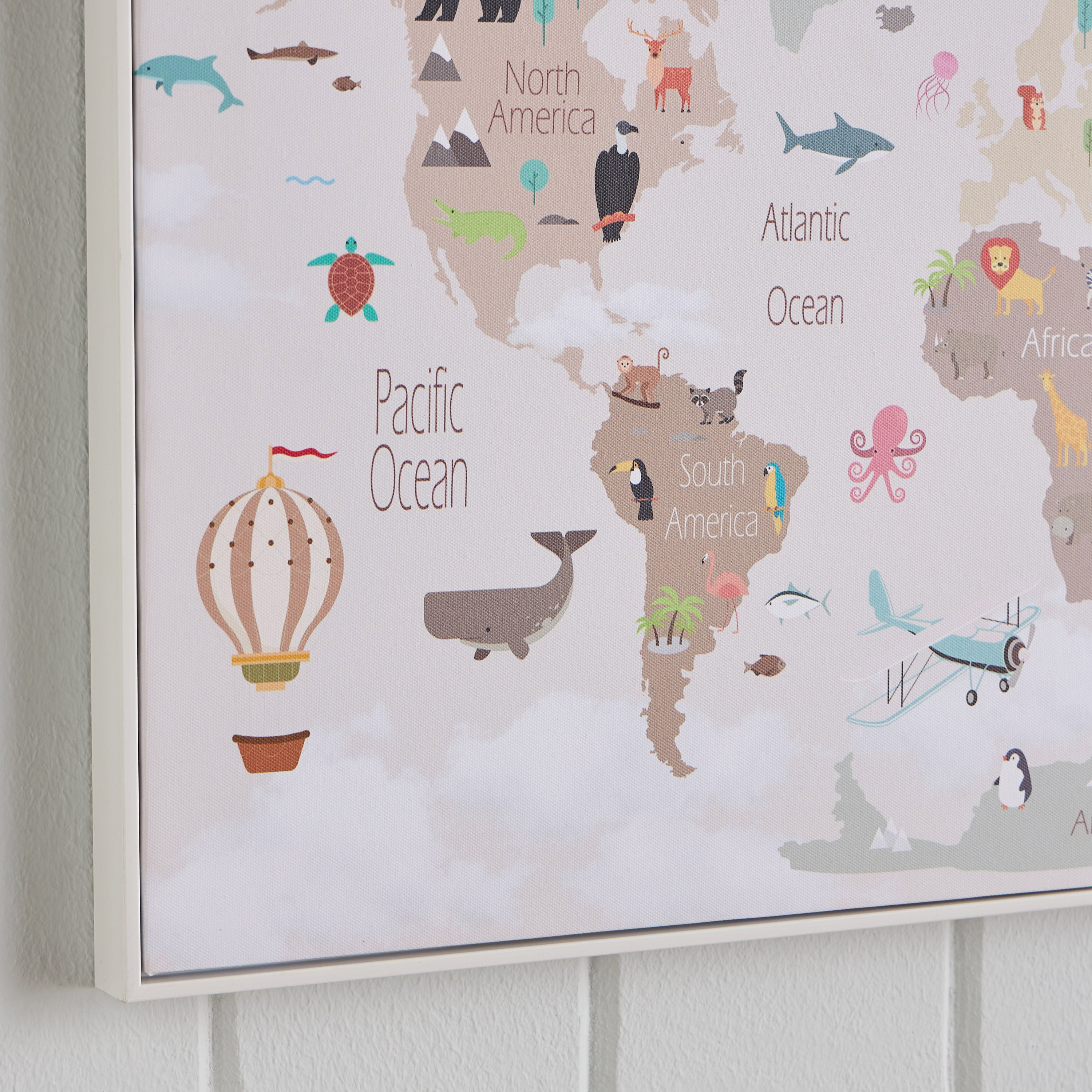 Ora World Map Framed Canvas Wall Art - 50x70 cm-kids-decorandlighting-decor-wallart-image-2
