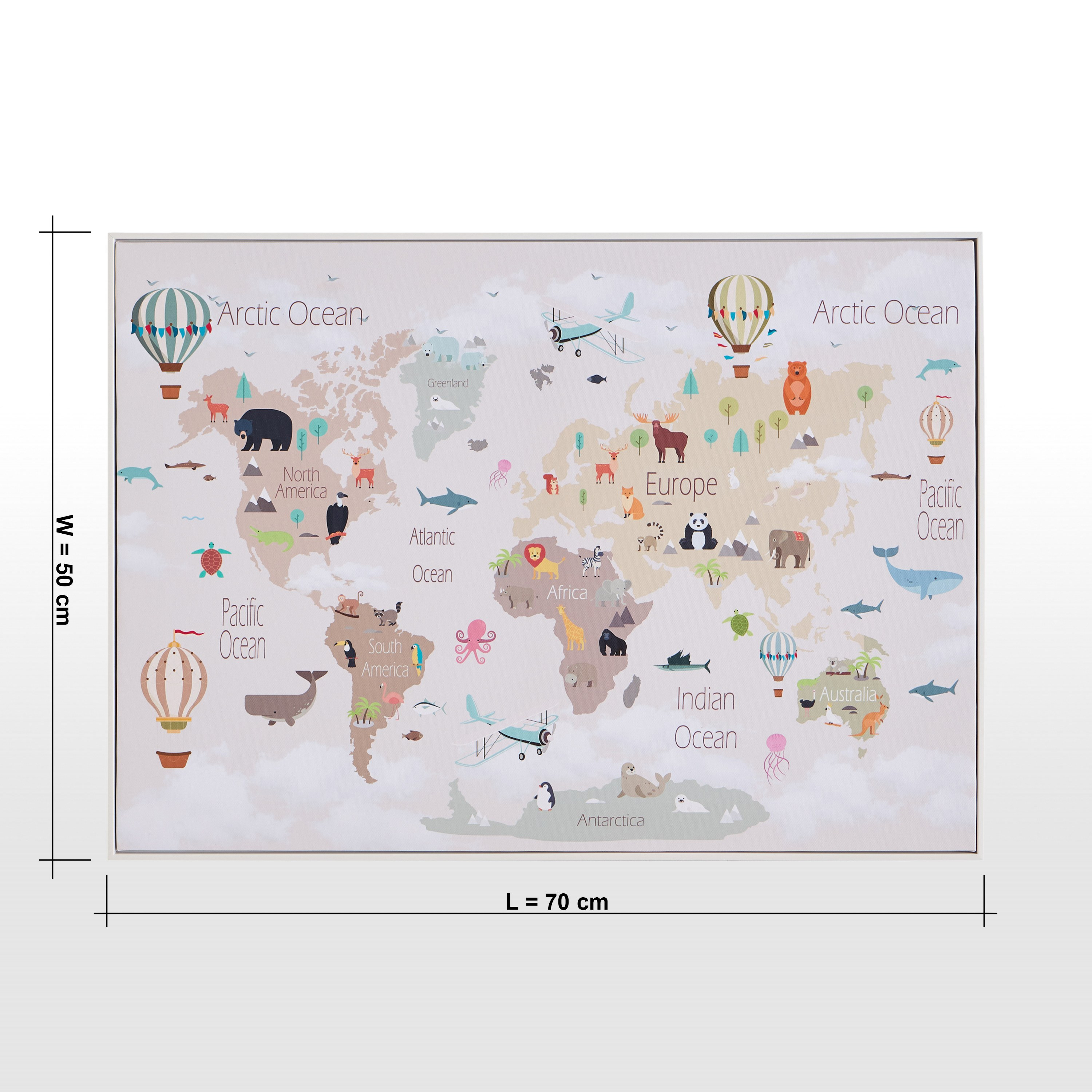 Ora World Map Framed Canvas Wall Art - 50x70 cm-kids-decorandlighting-decor-wallart-image-4