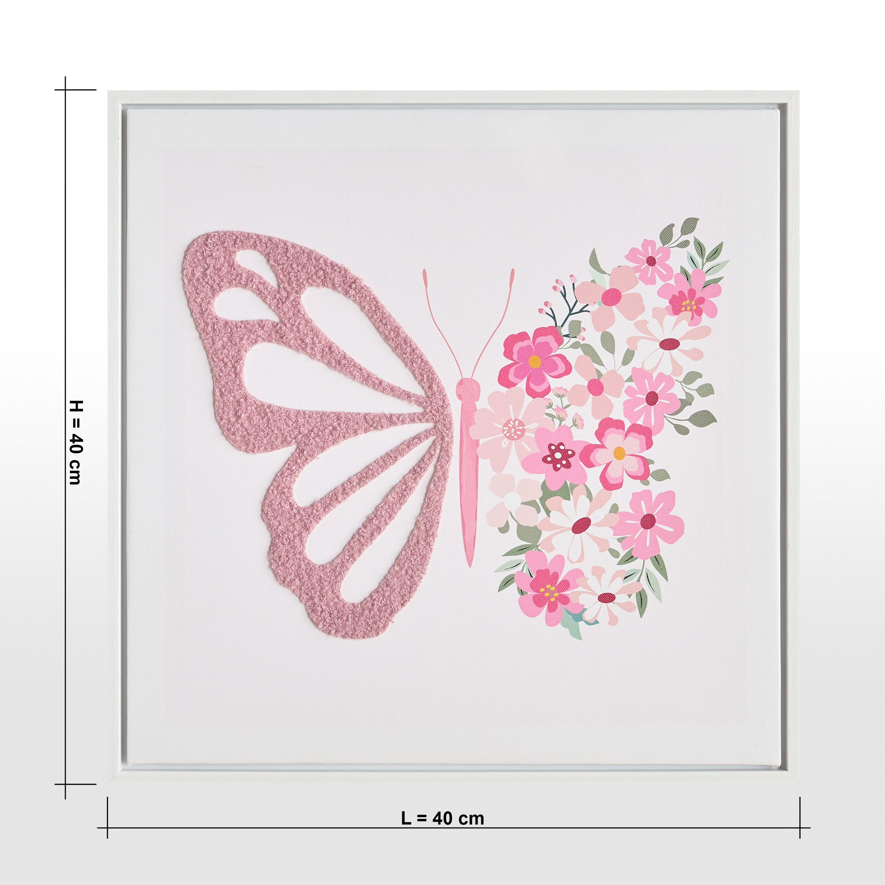زينة حائط كانفاس مؤطرة بتصميم فراشة ثلاثية الأبعاد - جوزي - 40x40 سم-kids-decorandlighting-decor-wallart-image-4