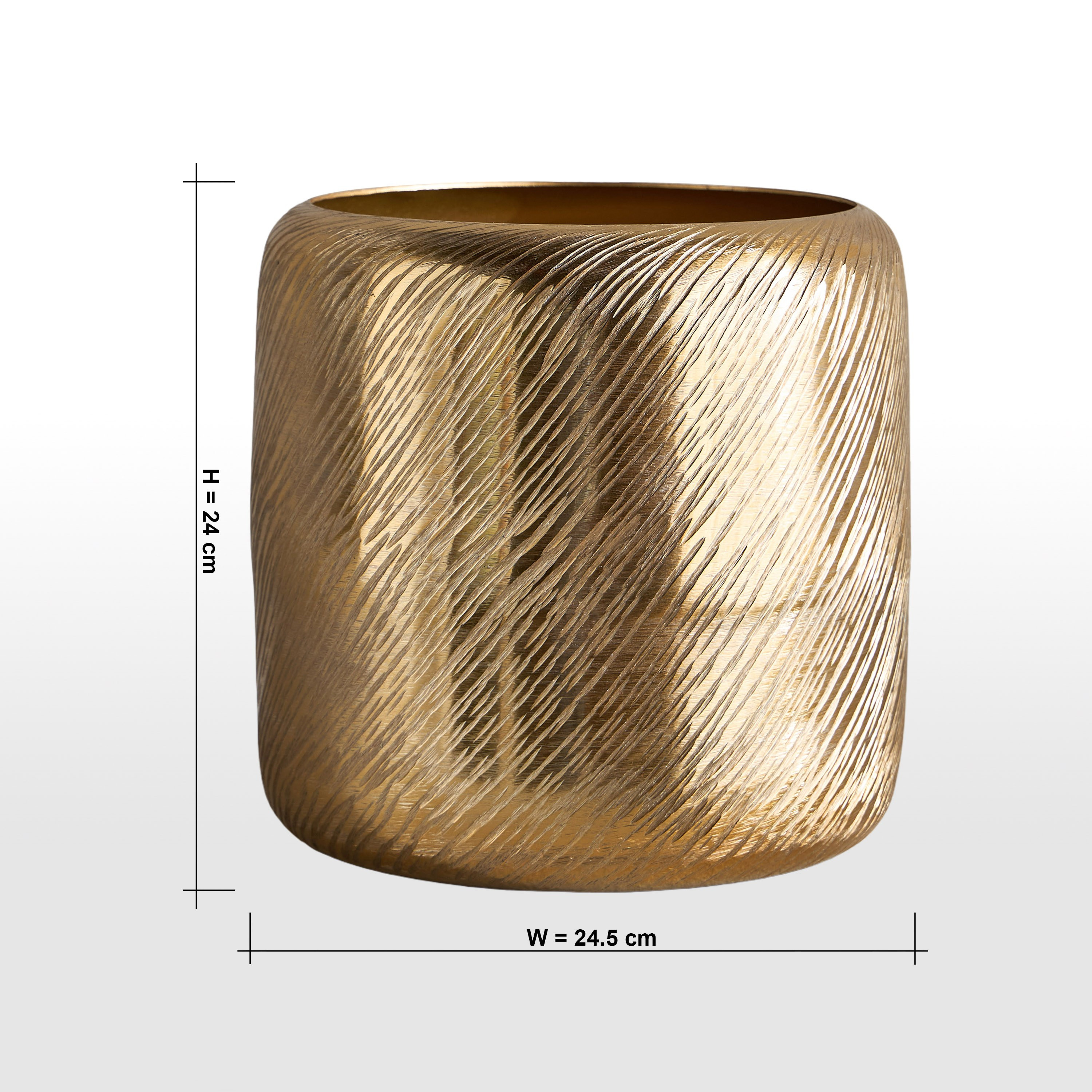 Alu Streaked Metal Planter - 24 cm-household-gardenandoutdoor-potsandplanters-planters-image-5