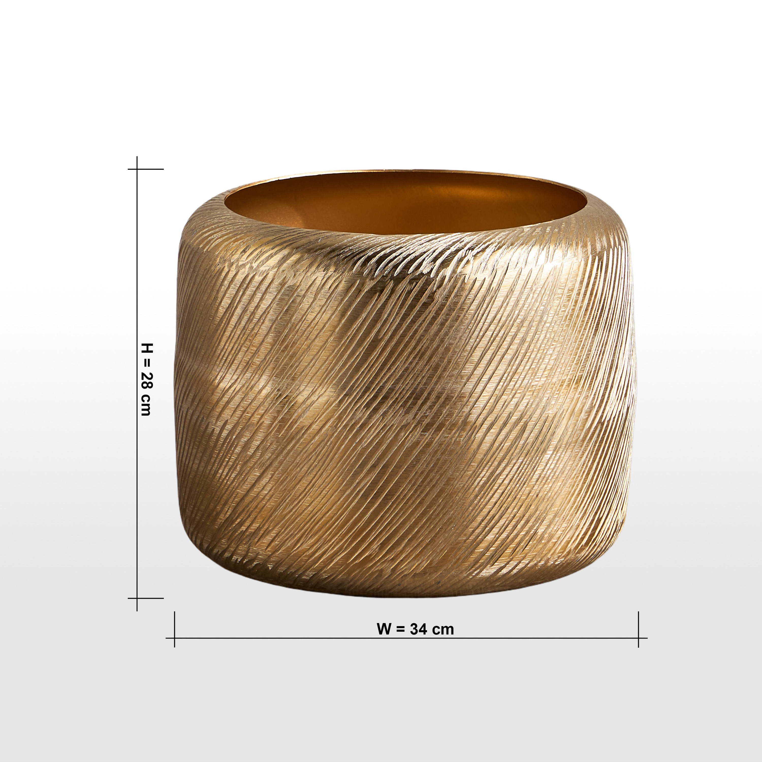 Alu Streaked Metal Planter - 28 cm-household-gardenandoutdoor-potsandplanters-planters-image-5