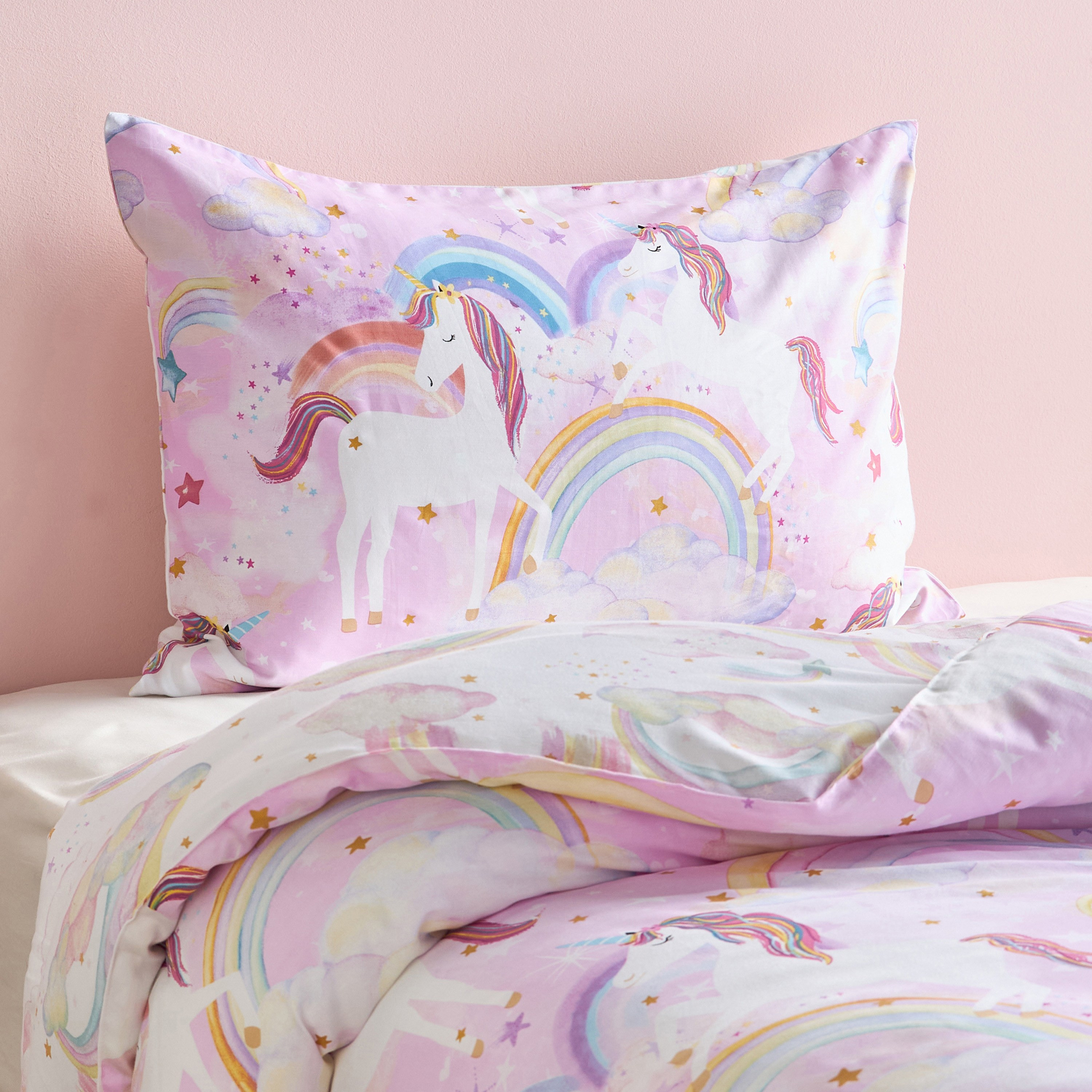 Julia Unicorn Cotton Reversible 210 Thread Count 2-Piece Single Comforter Set - 135x220 cm-babyandkids-beddingandwindows-bedding-comforters-image-1