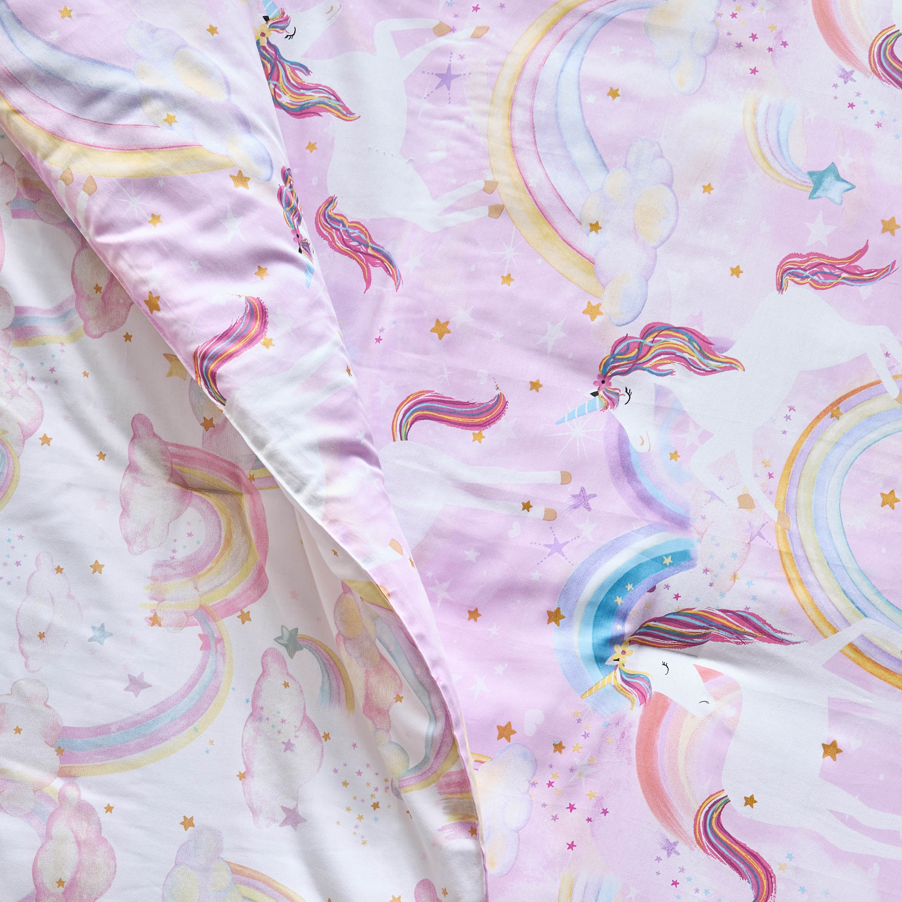 Julia Unicorn Cotton Reversible 210 Thread Count 2-Piece Single Comforter Set - 135x220 cm-babyandkids-beddingandwindows-bedding-comforters-image-3