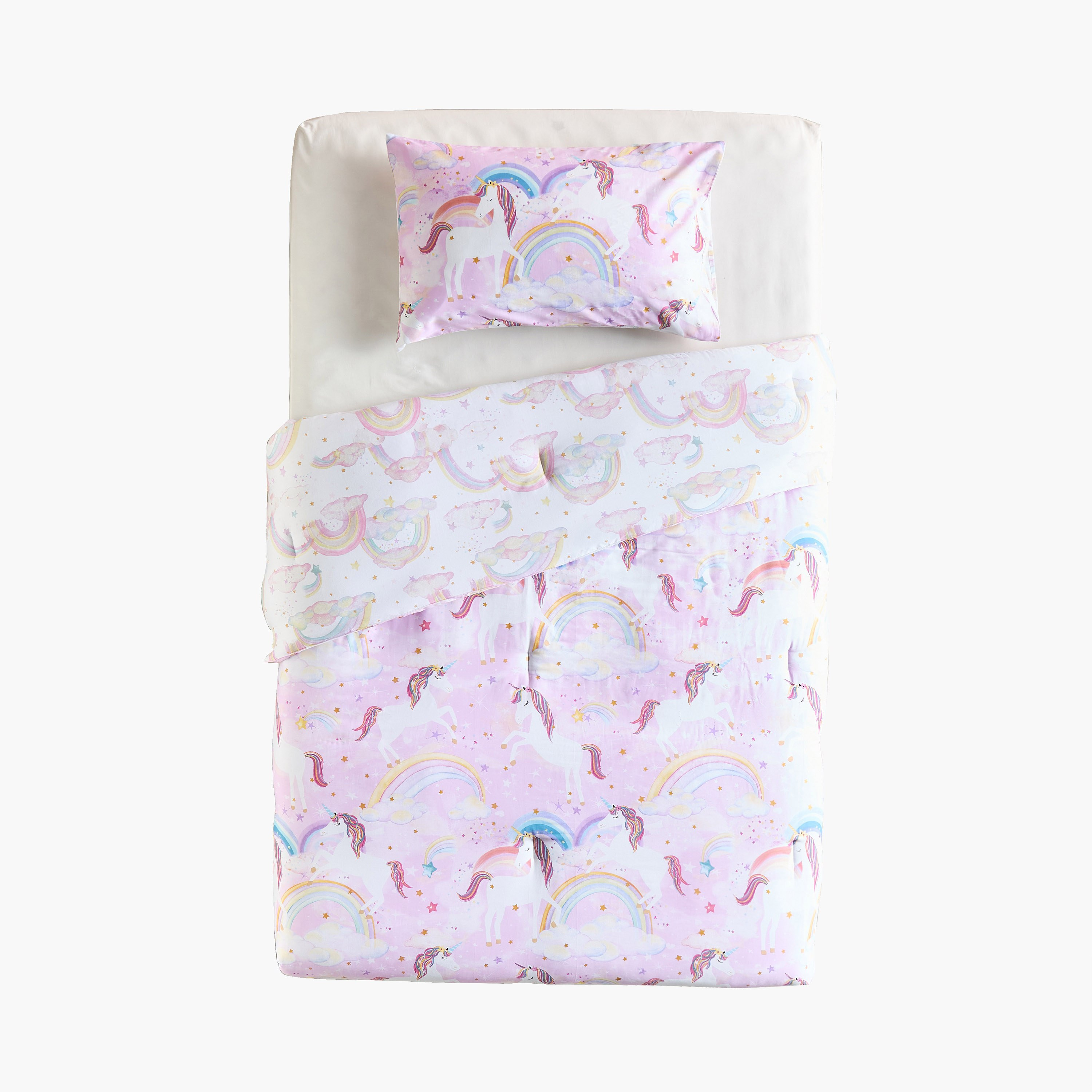 Julia Unicorn Cotton Reversible 210 Thread Count 2-Piece Single Comforter Set - 135x220 cm-babyandkids-beddingandwindows-bedding-comforters-image-5