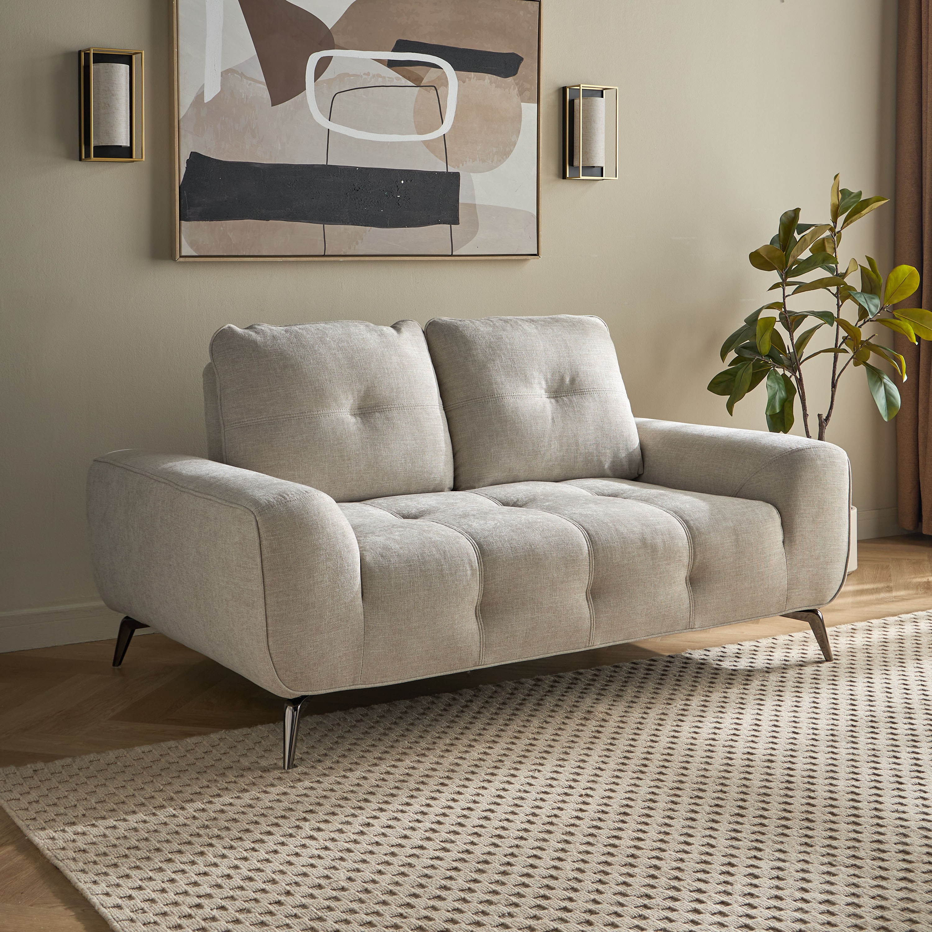 Baxton 2-Seater Fabric Sofa