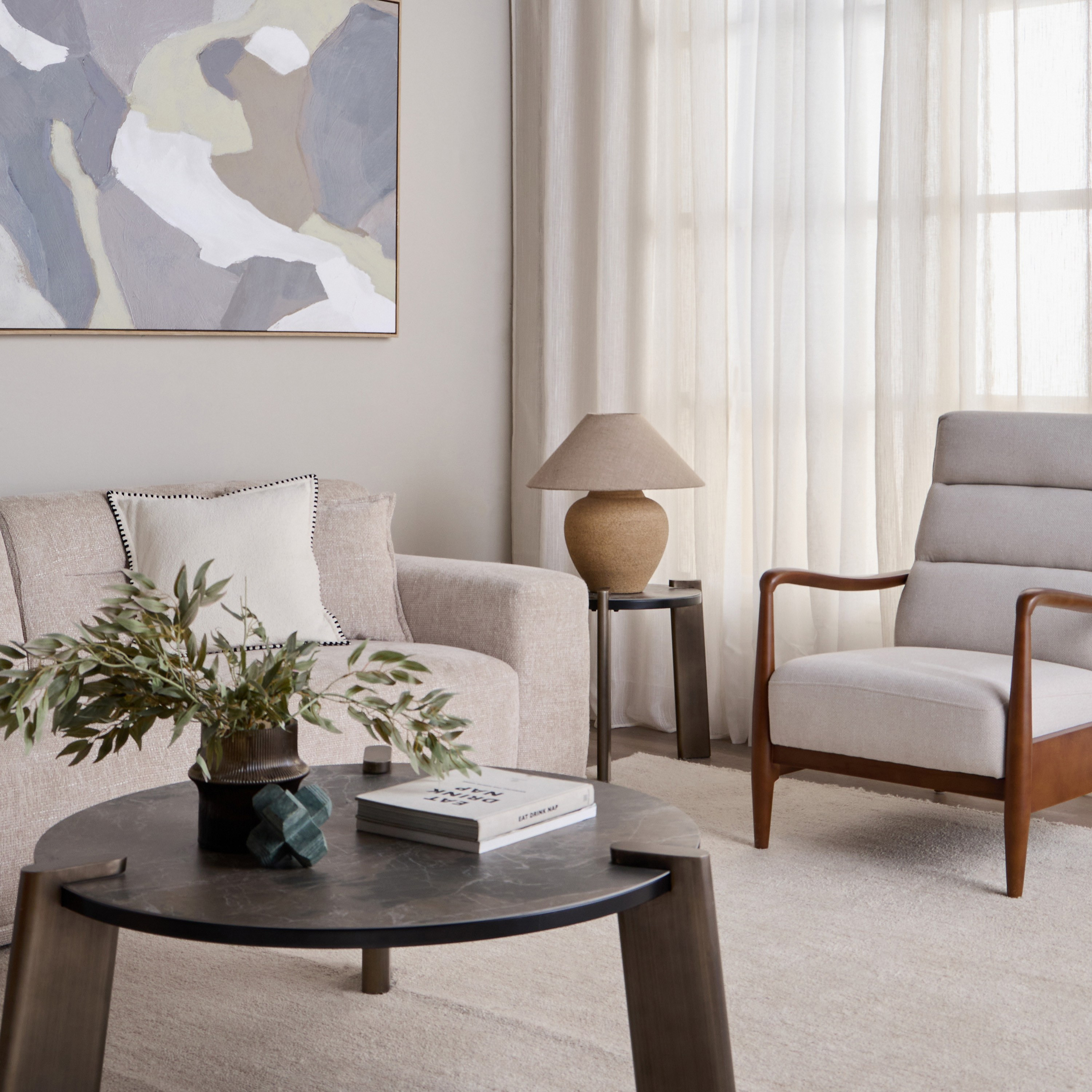 طقم ستائر شفافة قطعتين - لينون - 135x280 سم-household-windows-curtains-image-5