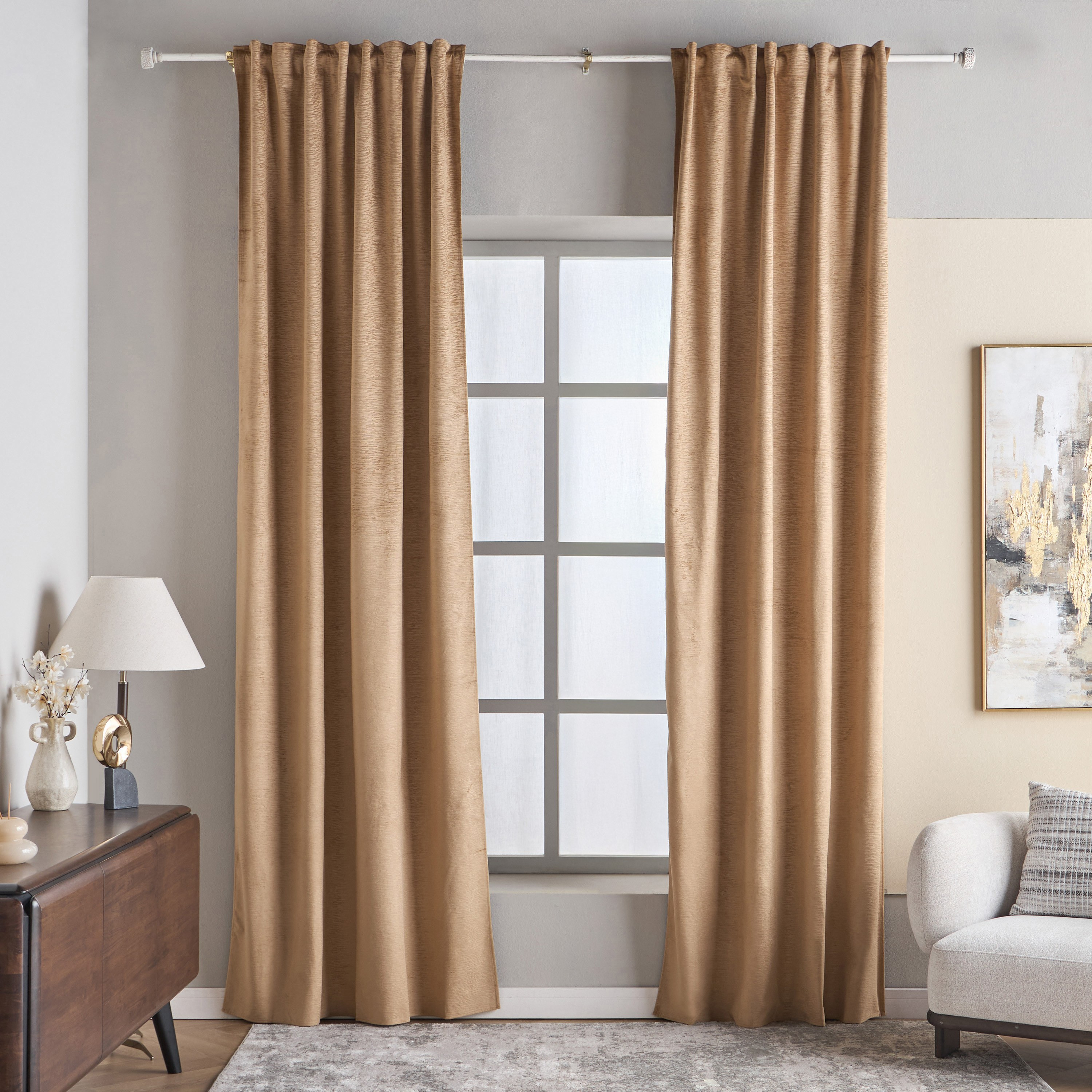 طقم ستائر معتمة قطعتين - ديمي - 135x320 سم-household-windows-curtains-image-6