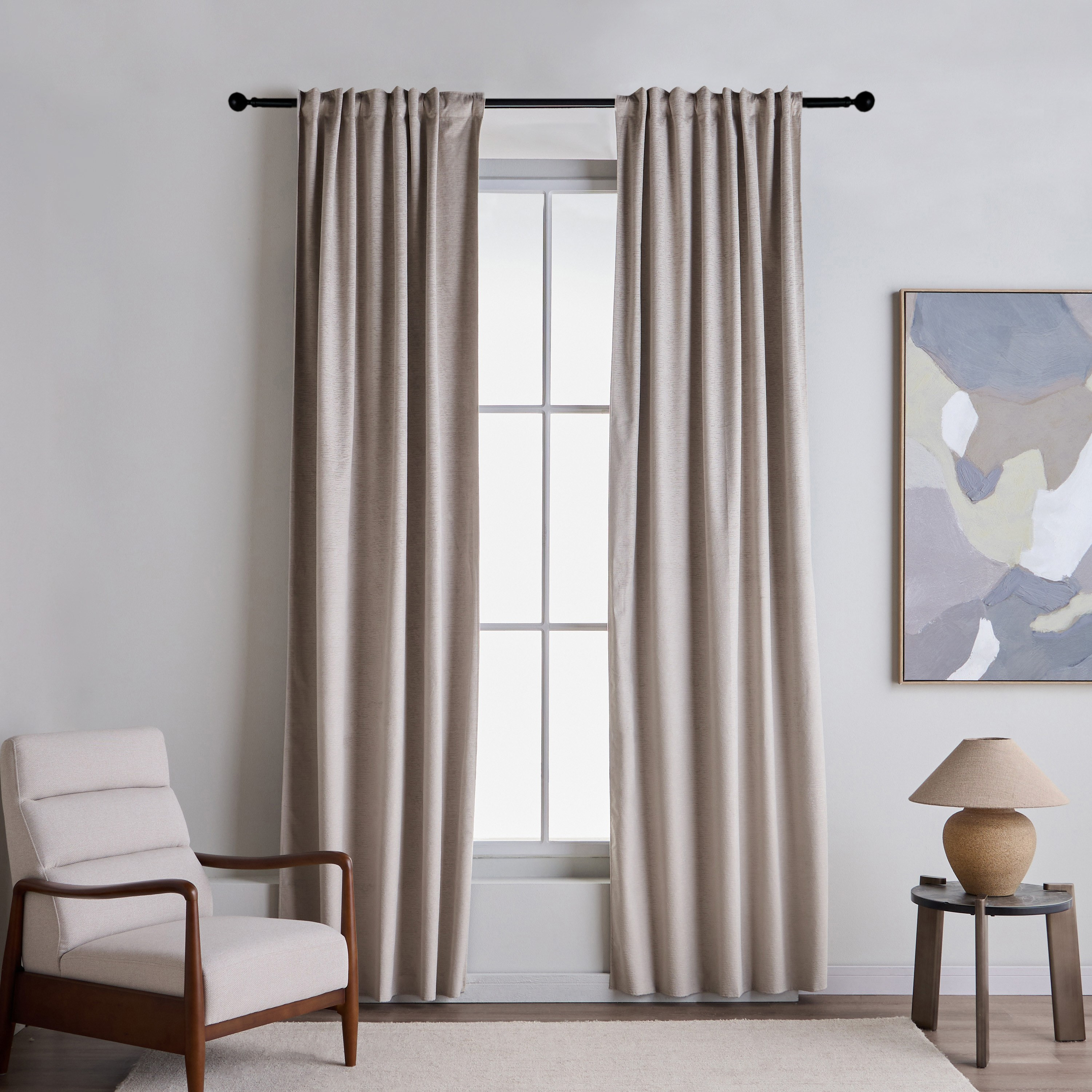 طقم ستائر معتمة قطعتين - ديمي - 135x320 سم-household-windows-curtains-image-1