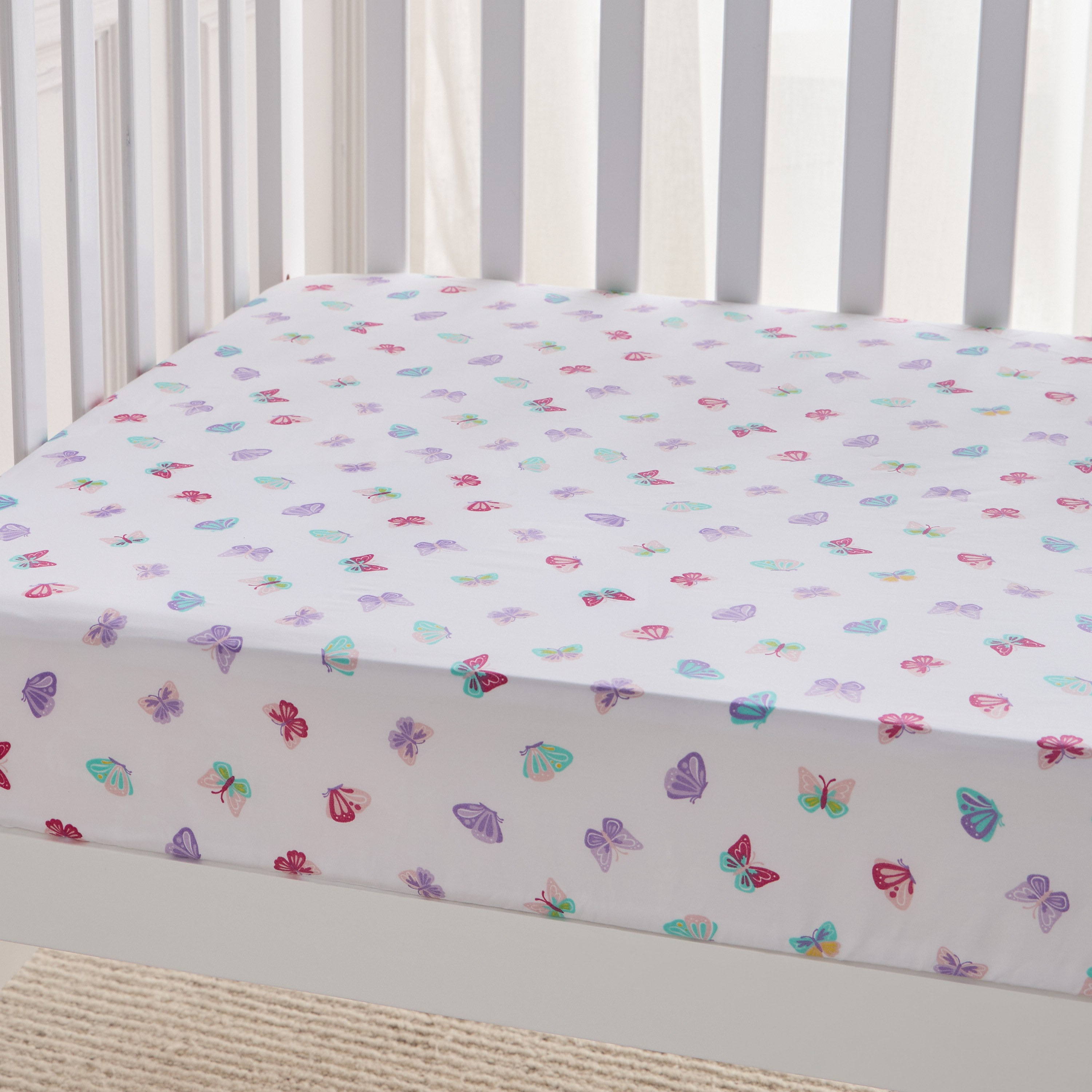 Dreamz Butterfly 200 Thread Count Toddler Fitted Sheet - 70x140 cm