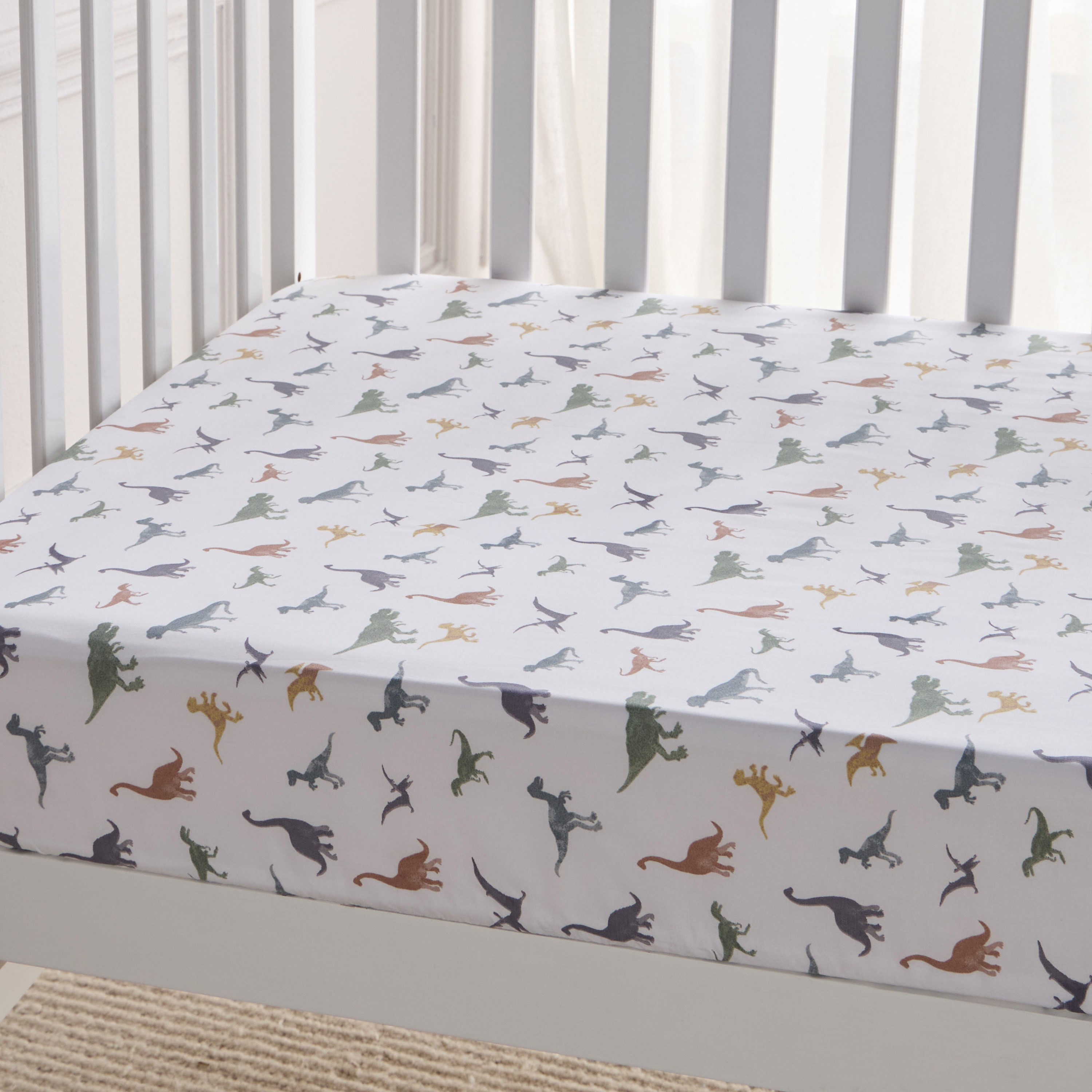 Dreamz Dino 200 Thread Count Toddler Fitted Sheet - 70x140 cm
