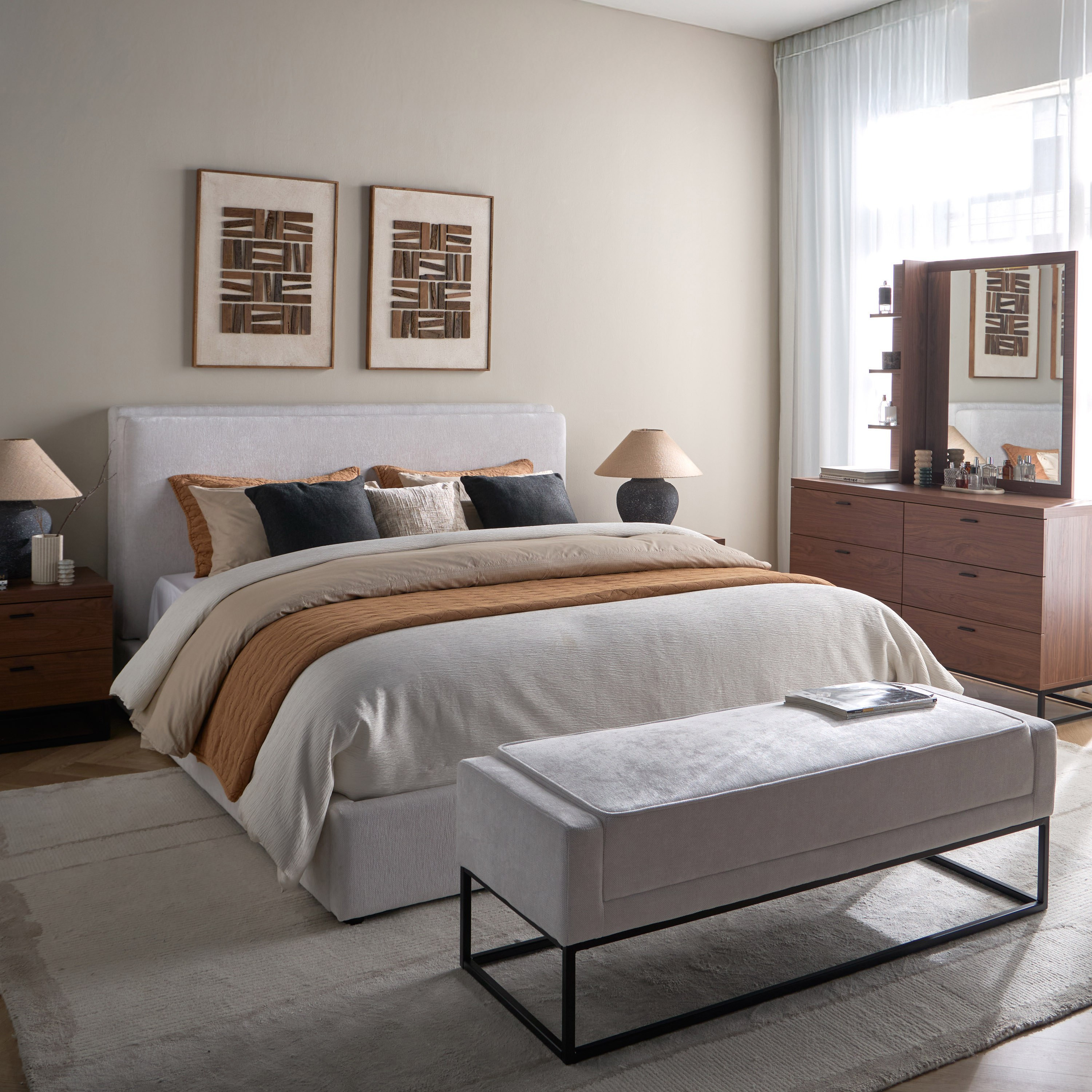 مقعد بنش قماش - كانتري سايد-furniture-bedroom-benches-image-5