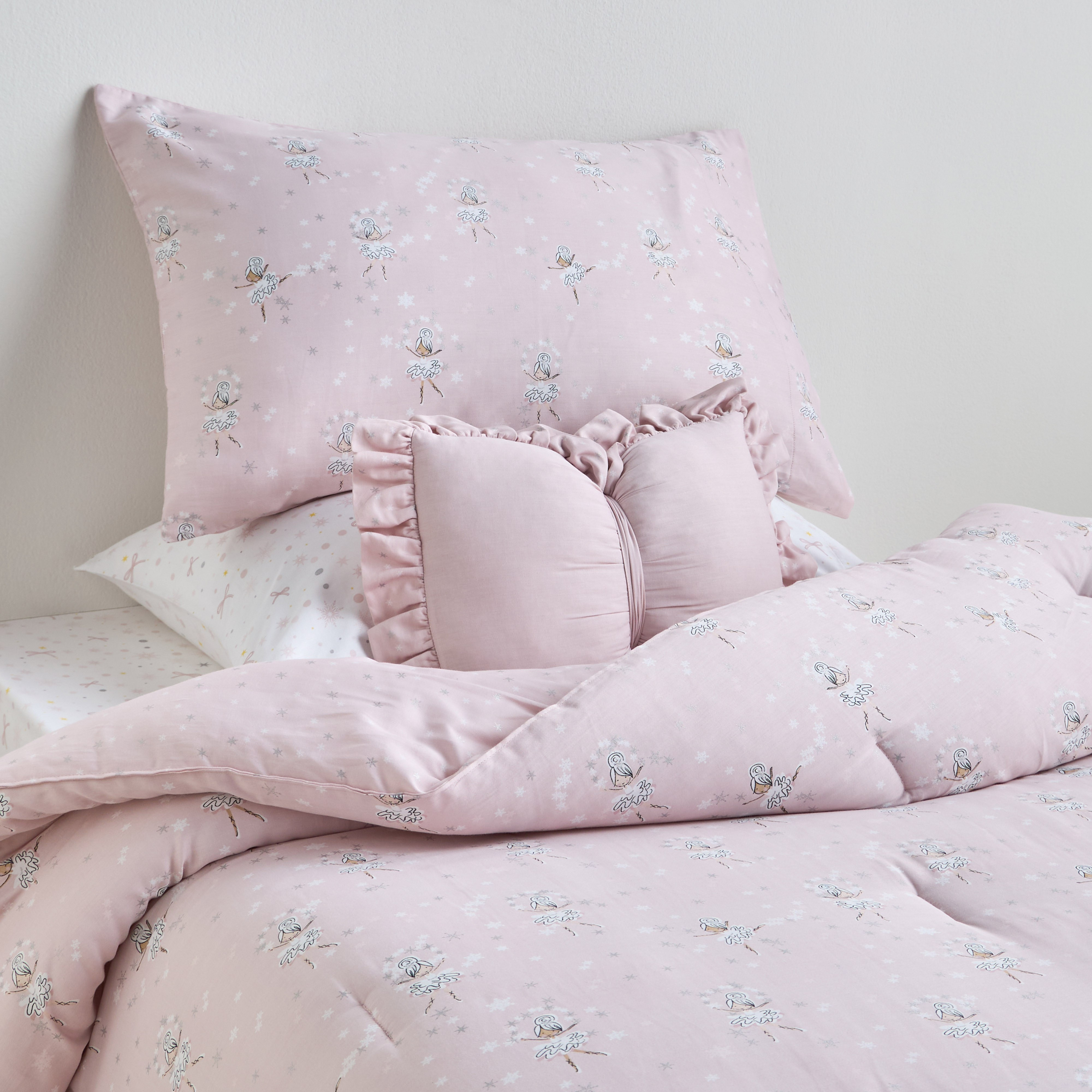 طقم لحاف وشرشف كامل وجهين قطن بطبعات 5 قطع - إيفي باليرينا - 160x220 سم-babyandkids-beddingandwindows-bedding-comforters-image-1