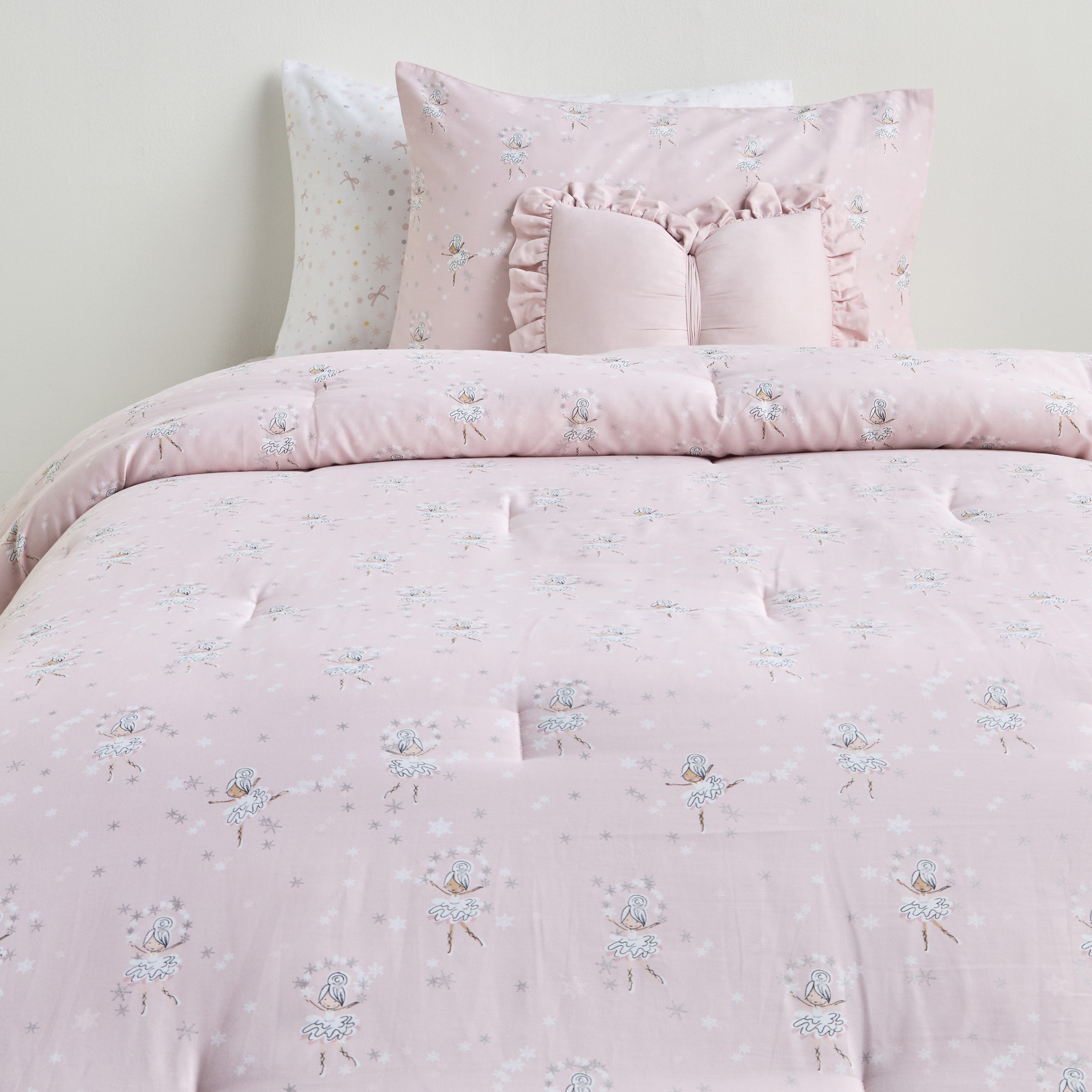 طقم لحاف وشرشف كامل وجهين قطن بطبعات 5 قطع - إيفي باليرينا - 160x220 سم-babyandkids-beddingandwindows-bedding-comforters-image-2