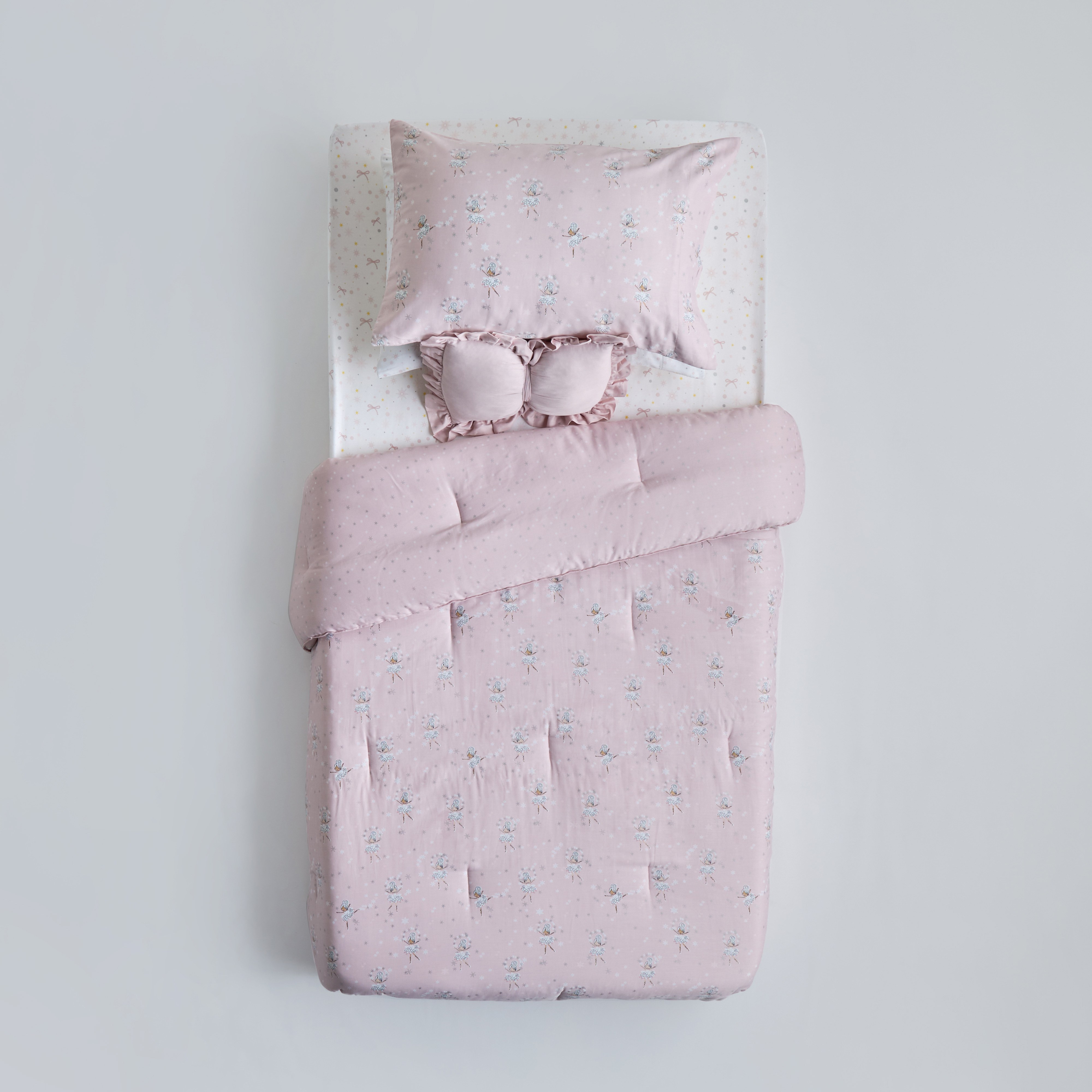 طقم لحاف وشرشف كامل وجهين قطن بطبعات 5 قطع - إيفي باليرينا - 160x220 سم-babyandkids-beddingandwindows-bedding-comforters-image-3