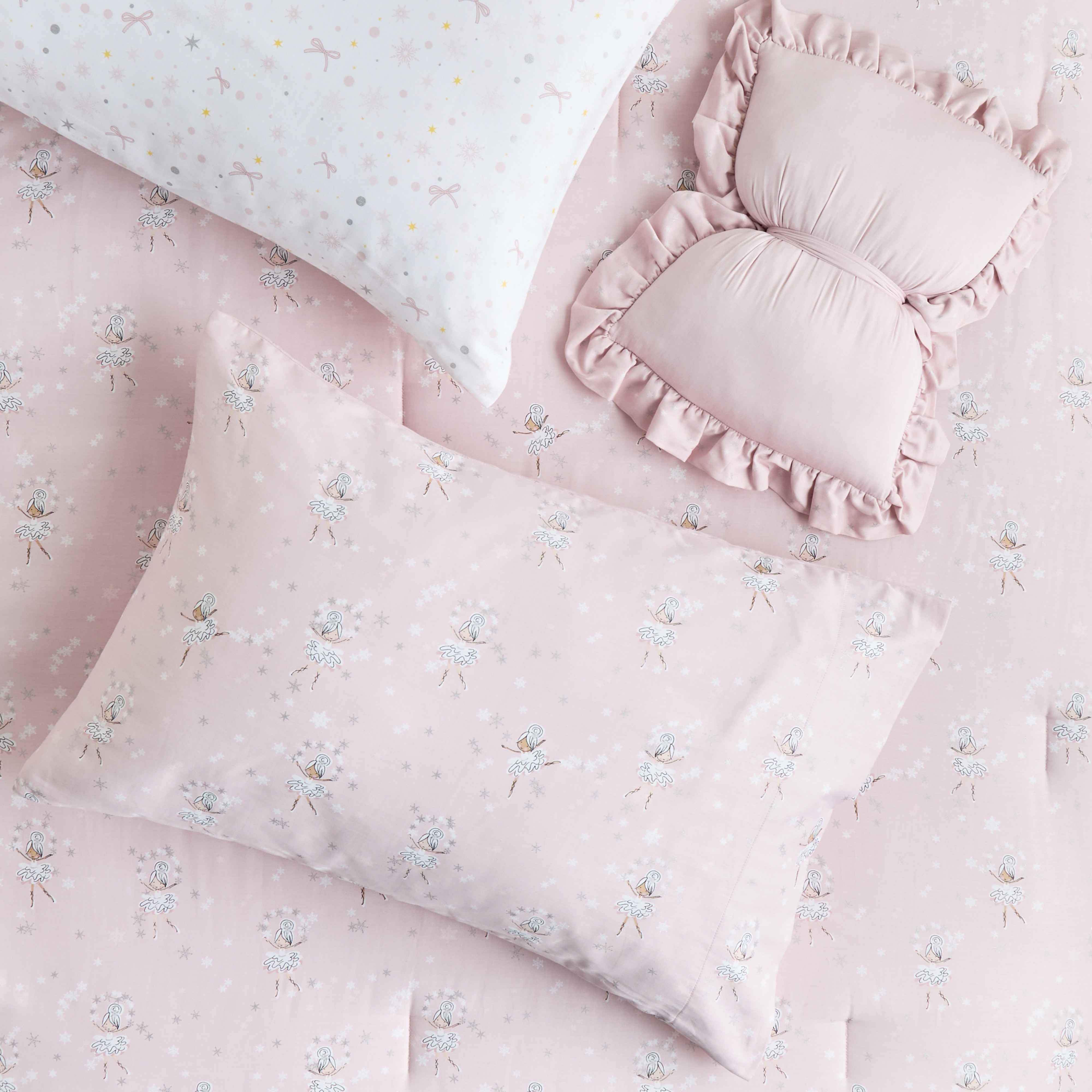 طقم لحاف وشرشف كامل وجهين قطن بطبعات 5 قطع - إيفي باليرينا - 160x220 سم-babyandkids-beddingandwindows-bedding-comforters-image-4