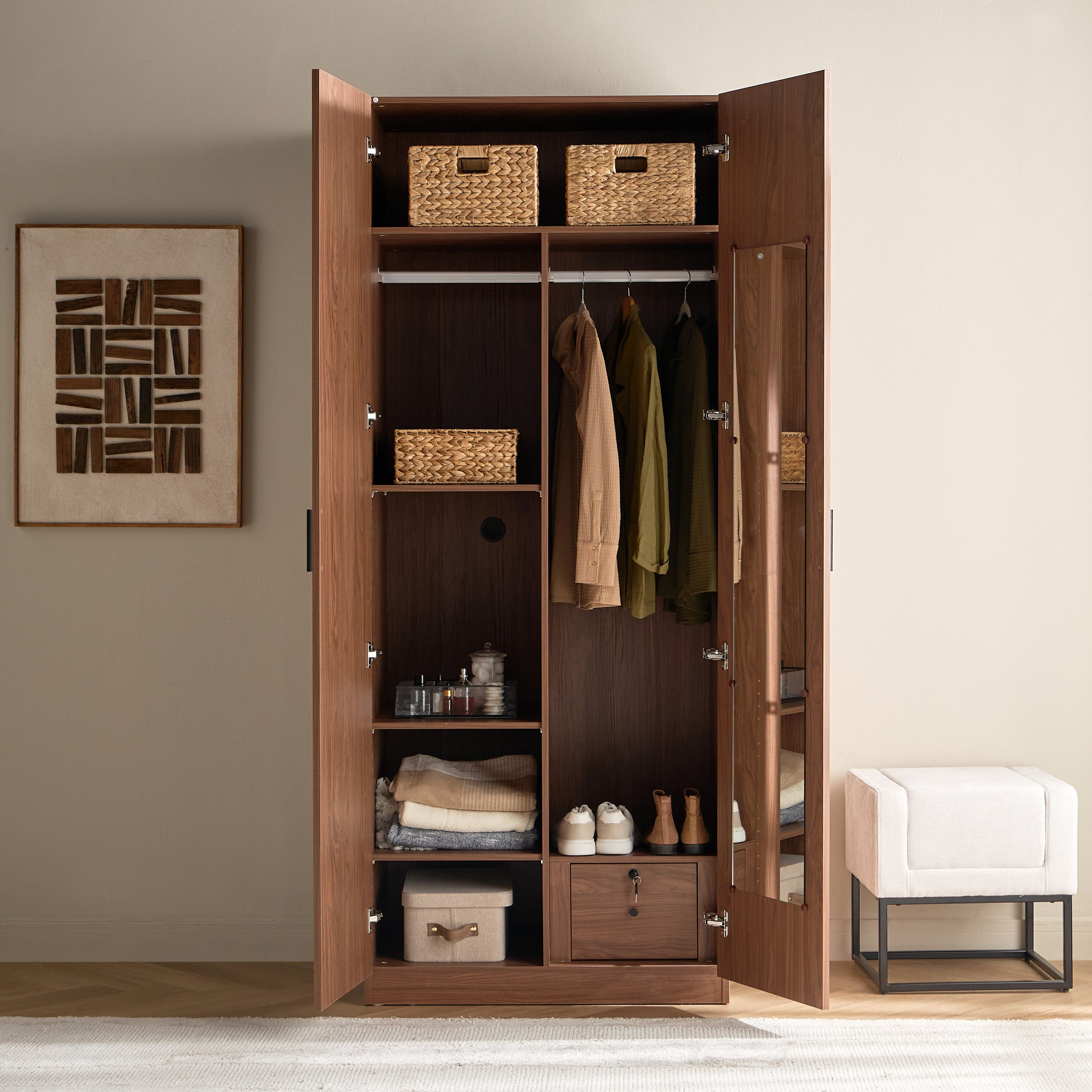 Countryside 2-Door Wardrobe with Drawer-furniture-bedroom-wardrobes-image-3