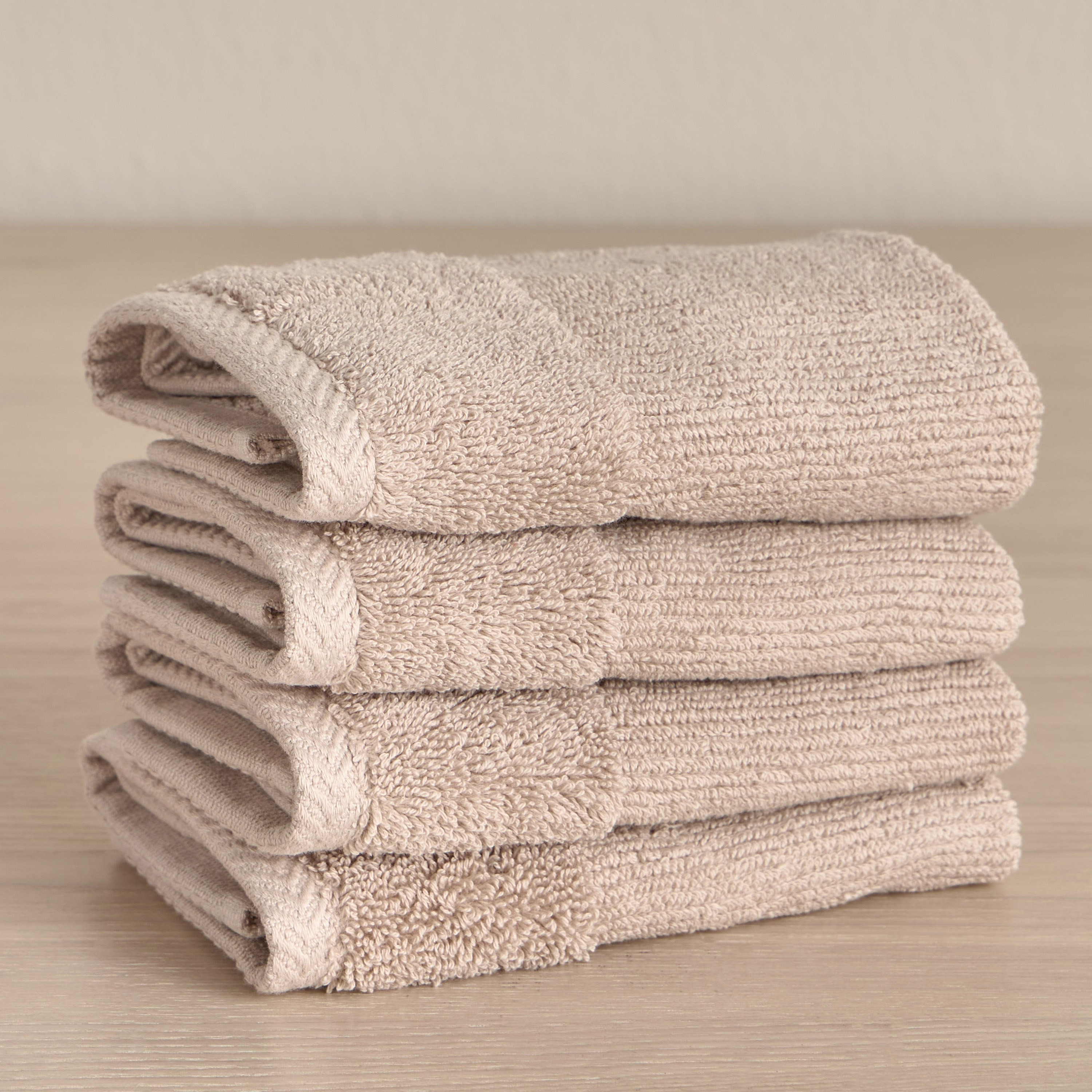Ribbed 4-Piece Turkish Cotton Fingertip Towel Set - 30x30 cm-household-bathandlaundry-bathlinen-towels-image-1