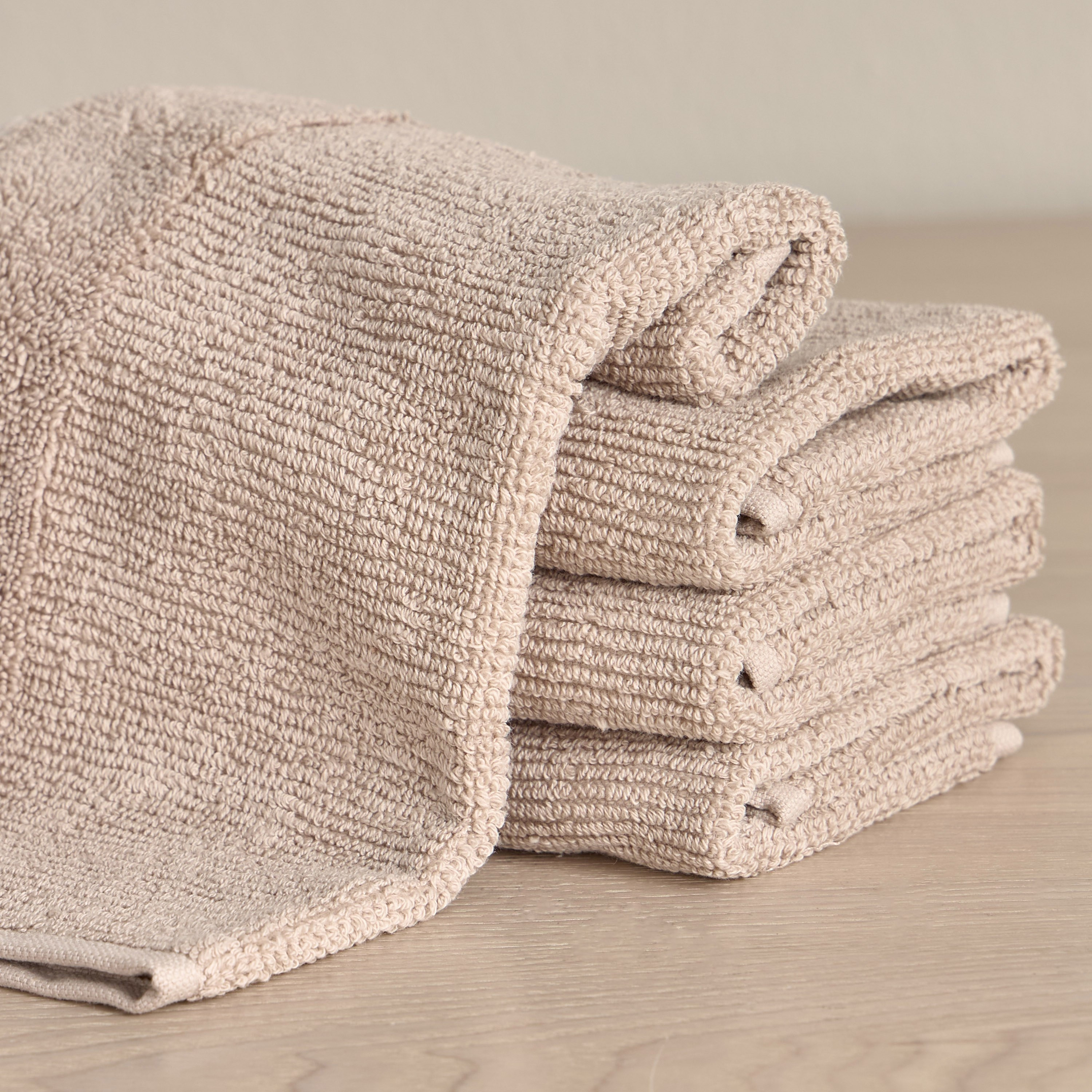 Ribbed 4-Piece Turkish Cotton Fingertip Towel Set - 30x30 cm-household-bathandlaundry-bathlinen-towels-image-2